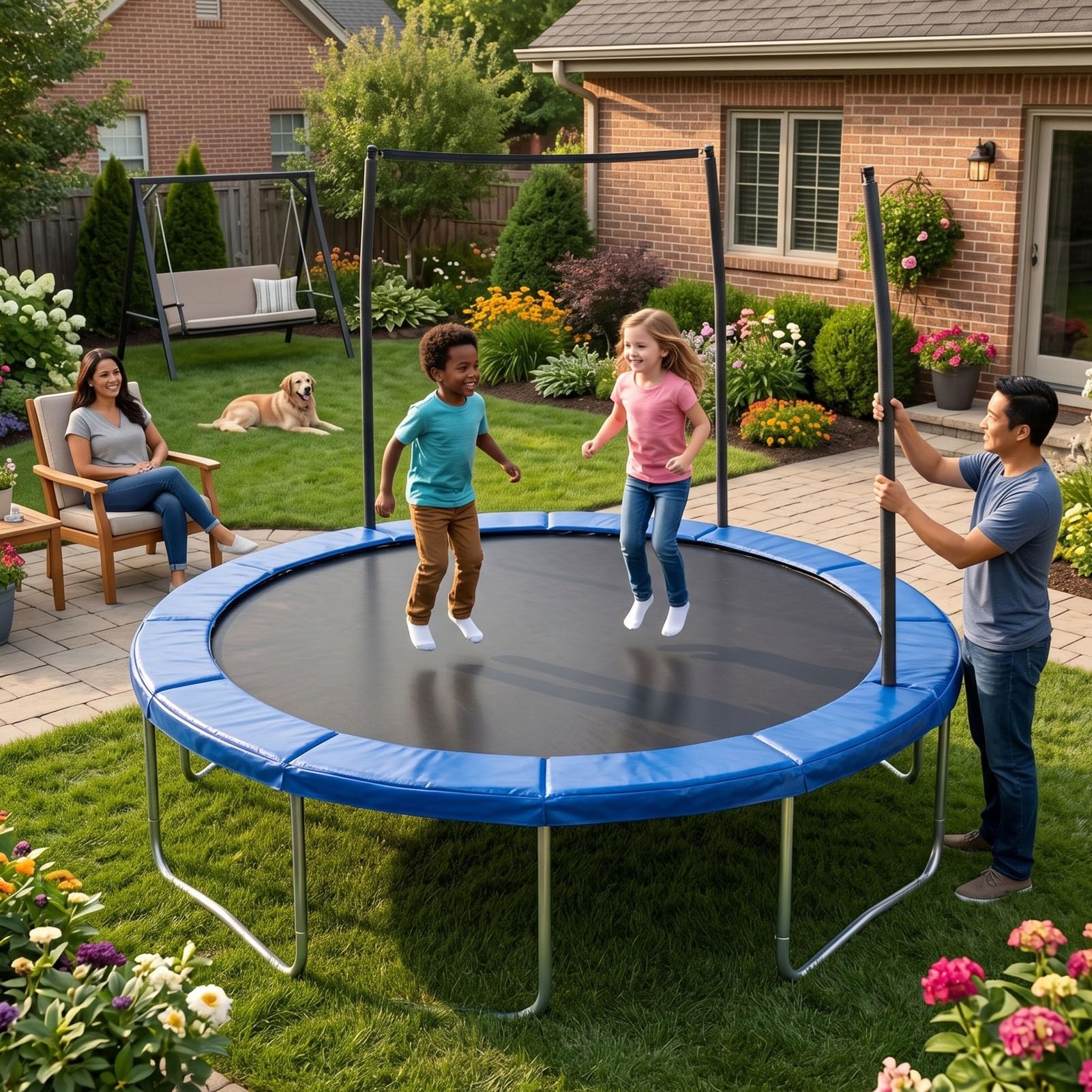 XUMIUZIY 12-stopowy Okrągły Pad Ochronny do Trampoliny, Pokrywa na Sprężyny