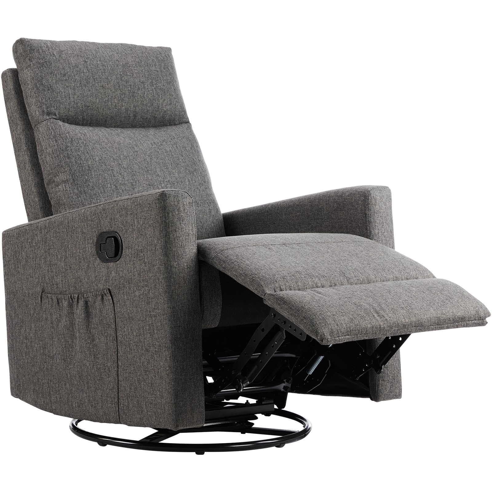 NEWBULIG Rocking Chair Swivel Glider Recliner Nursery Rocker Chair Upholstered Seating Recliner Fabric Single Sofa Chair for Living Room, Gray