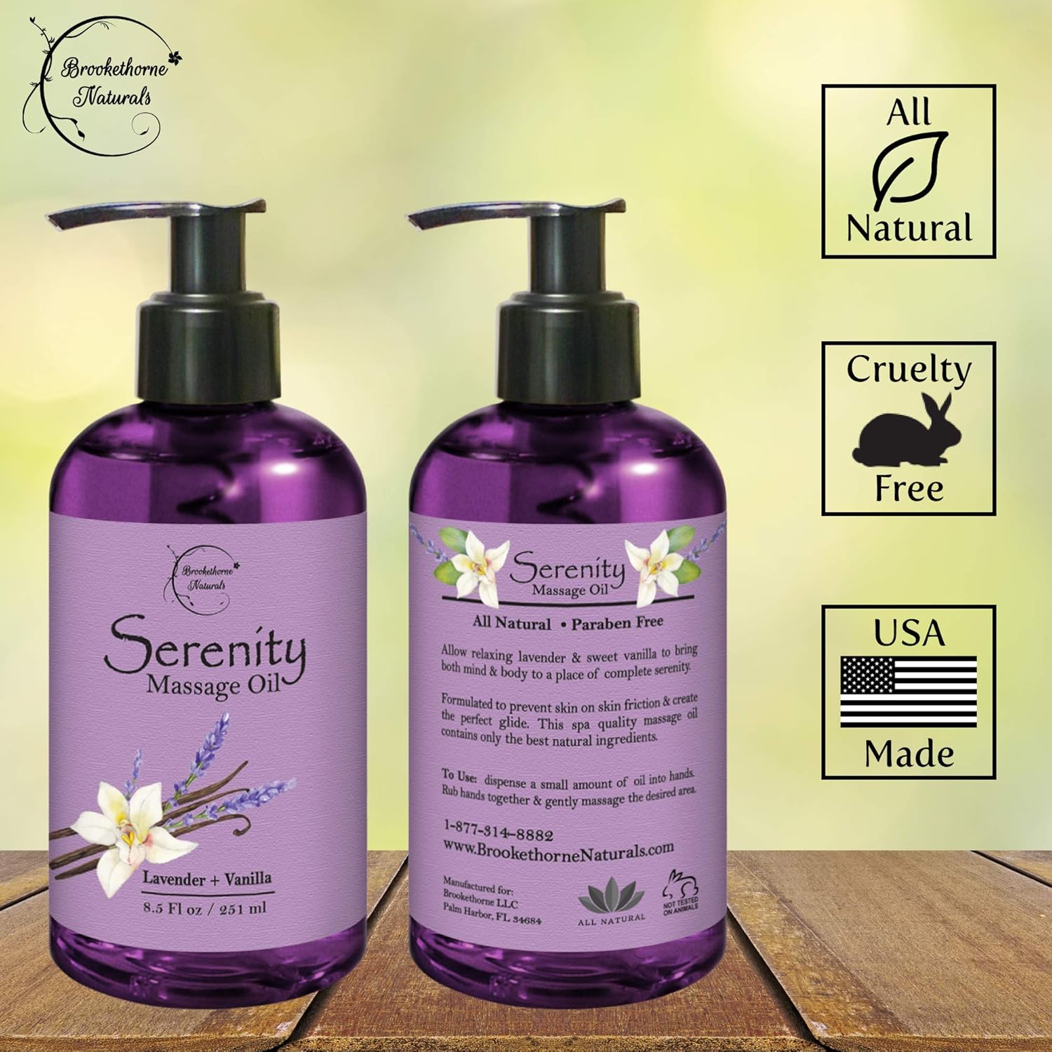 Serenity Massage Oil with Lavender & Vanilla Essential Oils – All Natural for Relaxation, Stress Relief & Sore Muscles. Great Massage Oil for Massage Therapy & Couples Massage by Brookethorne Naturals : Health & Household