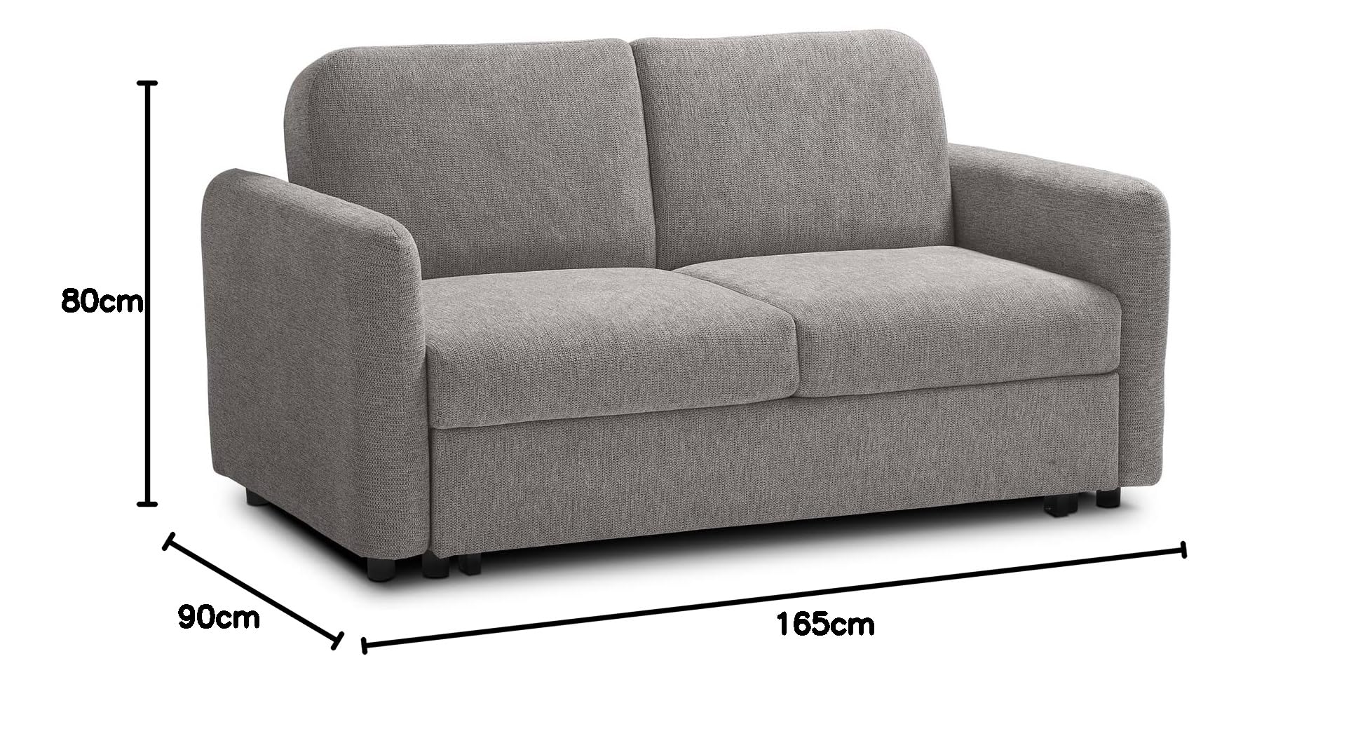EVERGREENWEB Divano Letto 2 Posti Matrimoniale L165xP90xA80 cm, Morbido Tessuto Beige, Schienale Reclinabile a Doppio Cuscino, Sofà con Chaise Longue Estraibile, Struttura Rinforzata Pieghevole, NELLY