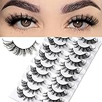 FARRED Fox Eye Lashes Natural False Eyelashes Wispy Mink Cat Eye Lash Fluffy Wispies Eyelash Natural Look 10 Pairs Fake Lashes Pack Volume Lash Strips Pestaas (Z08|8-16MM)