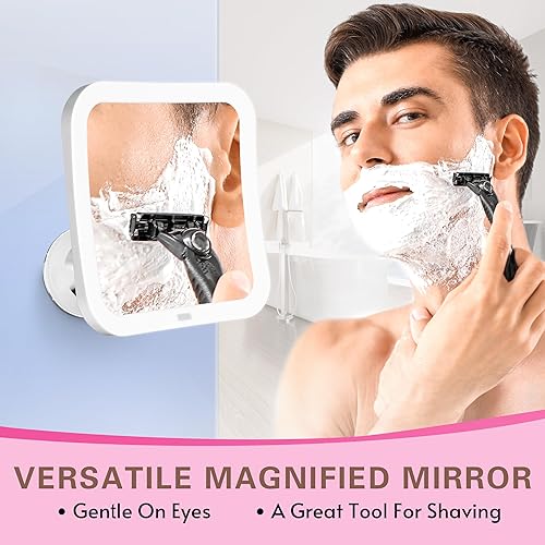 Miniatura 6 de Espejo de maquillaje iluminado de 10 aumentos mejorados con luces LED blancas naturales, espejos de maquillaje portátiles inalámbricos giratorios de