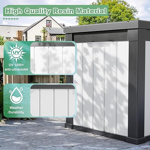 Miniatura 5 de DRATO Caja de cubierta de 180 galones, caja grande de resina impermeable para muebles de patio, cojines de patio, herramientas de jardinería,