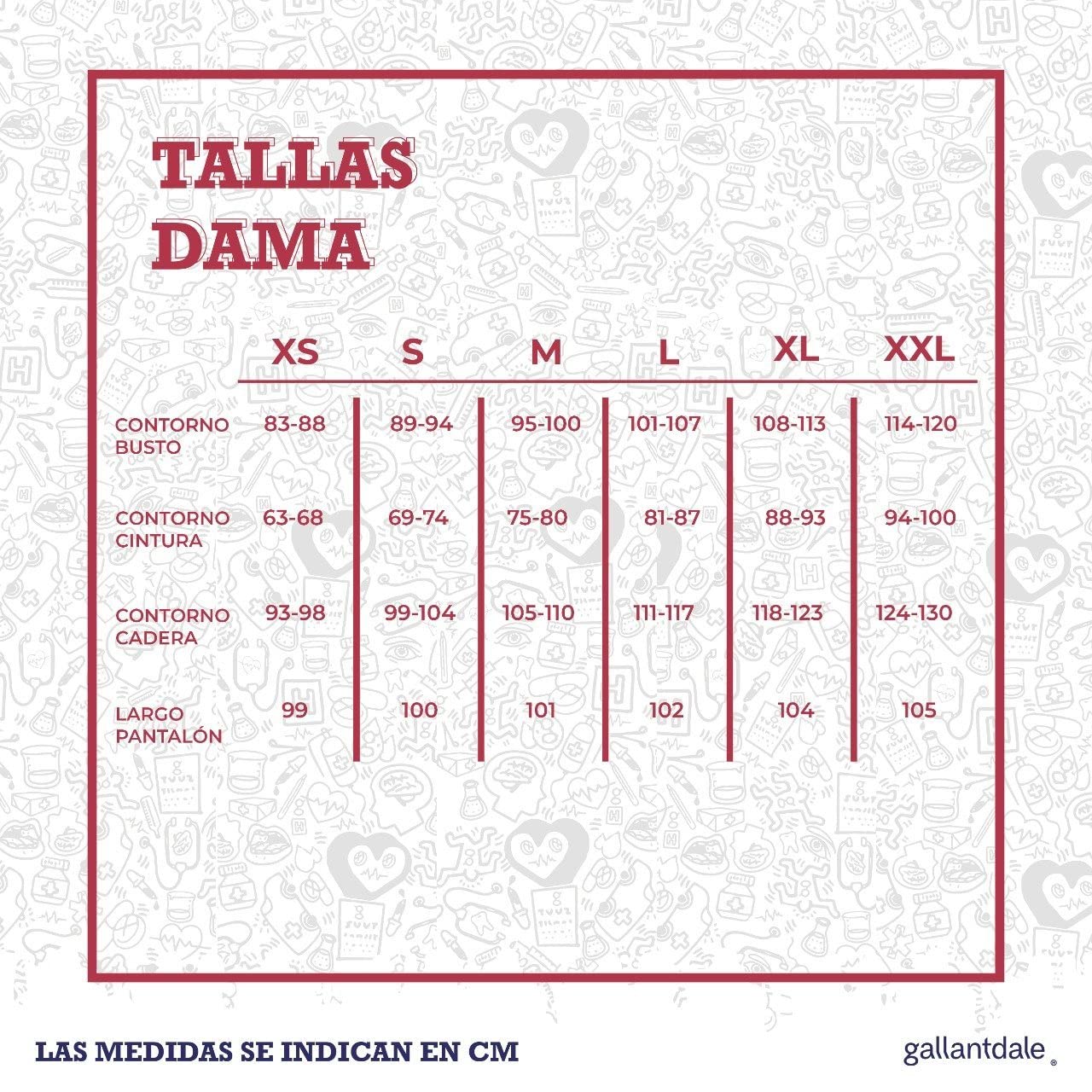GALLANTDALE Bata Sanitaria Mujer Luxemburgo | Bata Médica Antifluidos Esterilizable con Cuello Mao