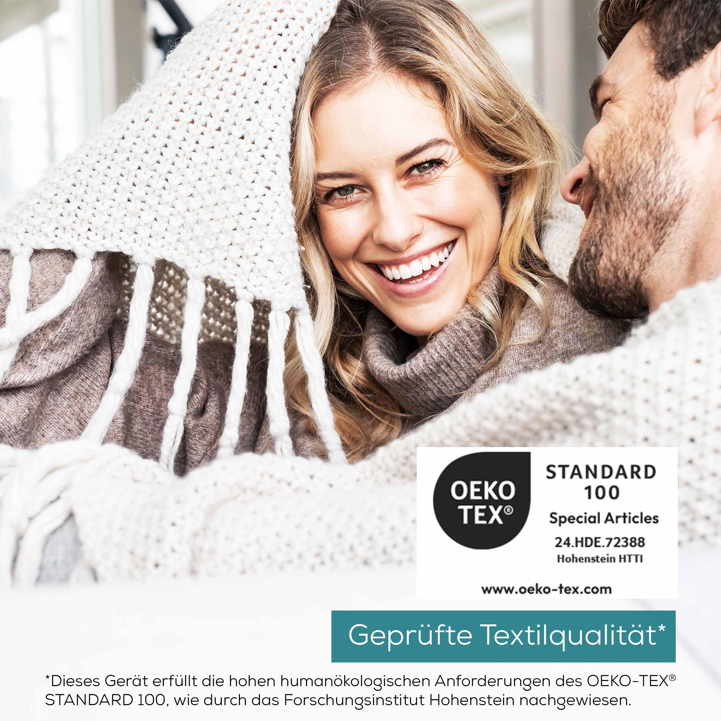 Beurer HK 123 Heizkissen, Made in Europe, Ober- und Unterseite aus 100% recyceltem Material, kuschelig weich, 60 x 30 cm, 6 Temperaturstufen und Abschaltautomatik, maschinenwaschbar, grau
