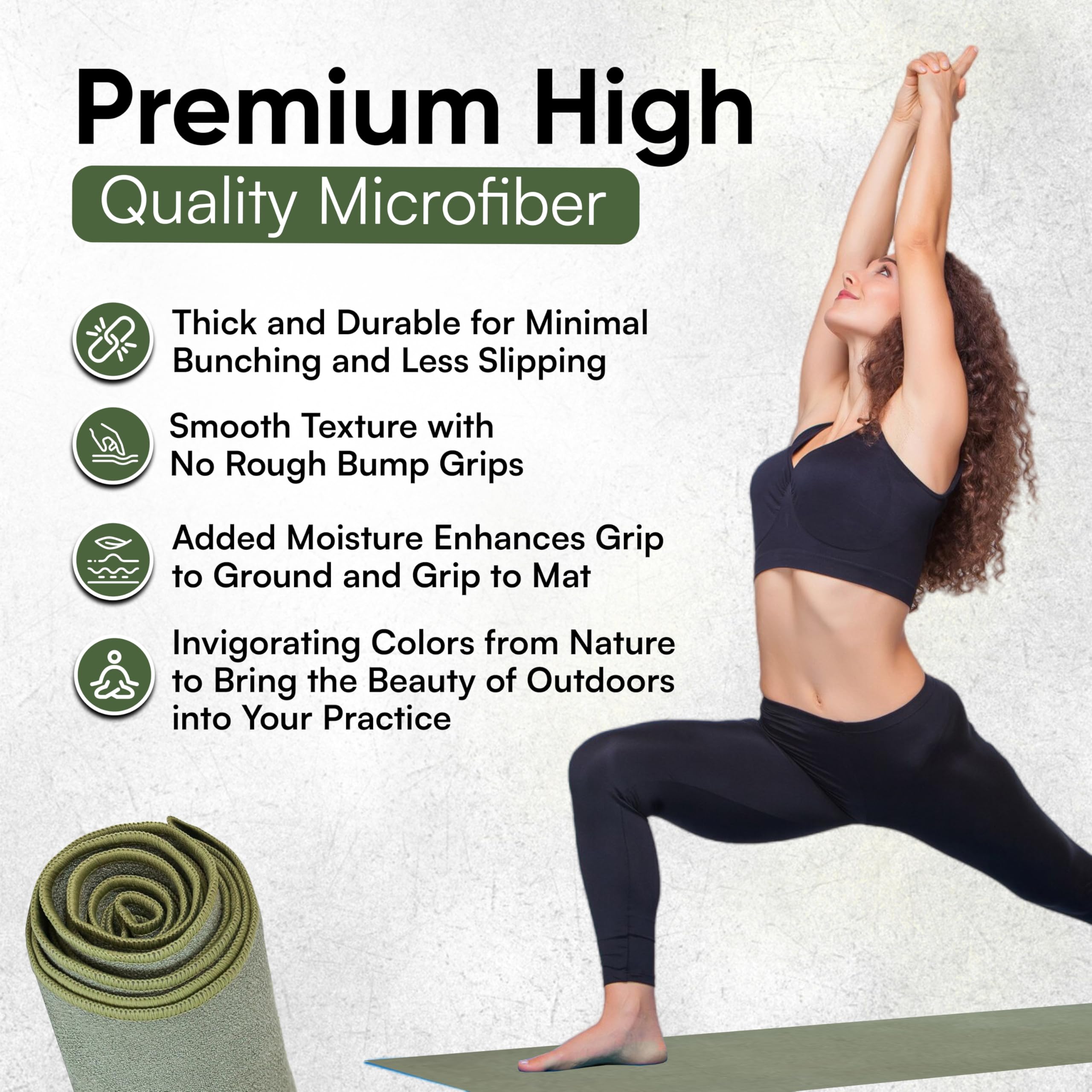 Toalla para esterilla de yoga, toalla de yoga de microfibra de doble cara, absorbente de sudor, antideslizante, toalla de yoga caliente, ligera, de secado rápido, toalla de sudor para