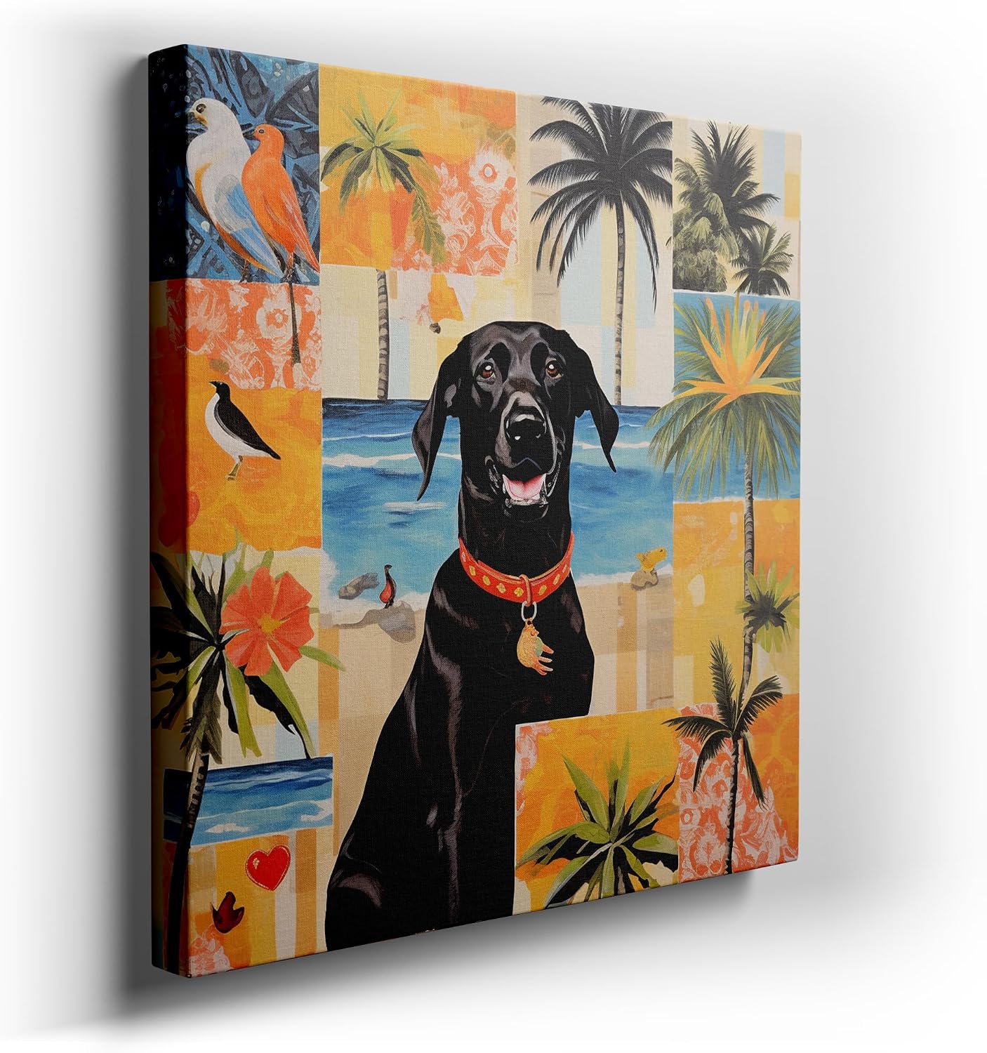 Canvas for Living room. Sunset Companionship: A Labrador's Beachside Serenity, 27 x 18 inch Canvas Wall Art - Tranquility - Modern Home Decor - 69x46 cm (27x18 inch)