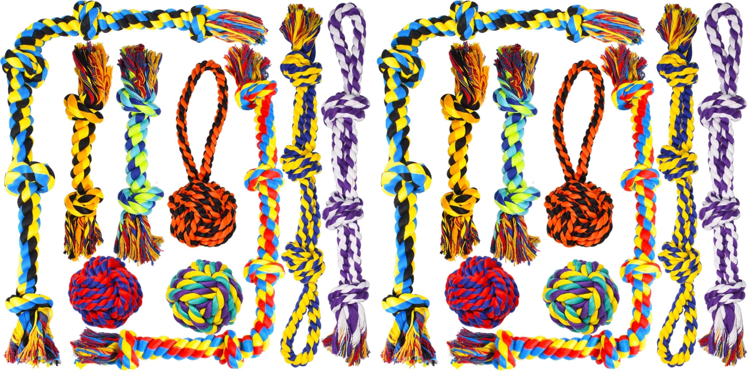 SHARLOVY Large Tough Chew Toys for Aggressive Chewers Large Breed,Heavy Duty Dental Rope Toys Kit for Medium Dogs,5 Knots Indestructible Cotton Puppy Teething Chew Tug Toy Set of 9 (Pack of 2)