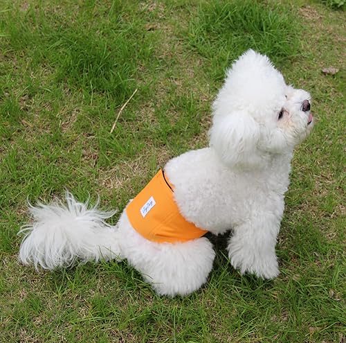 Miniatura 8 de JoyDaog Bandas reutilizables para el vientre para perros pequeños, paquete de 4 pañales lavables de alta calidad para cachorros, M, M