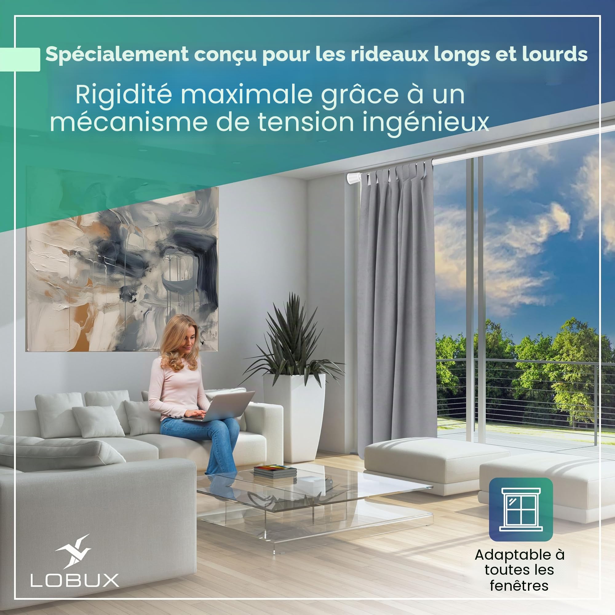LOBUX® - Tringle à rideau extensible – Tringle télescopique sans perçage