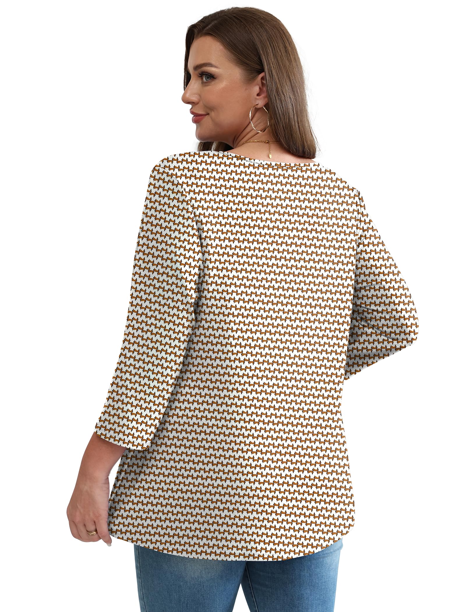 3/4 Length Sleeve Womens Tops 2025 Blouses for Women Dressy Casual Fashion Clothing V Neck Babydoll Tops Fall Outfits