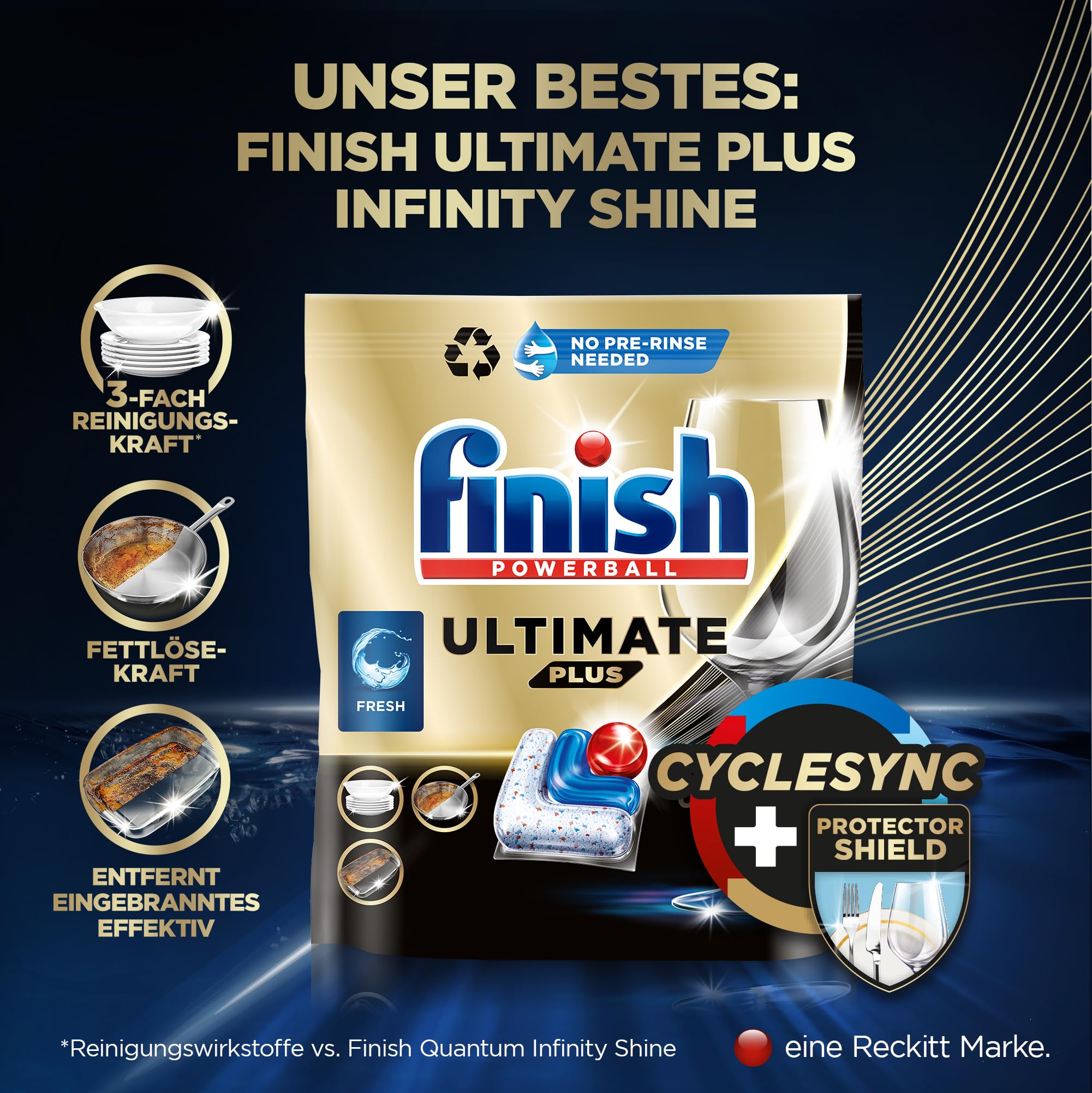 Finish Ultimate Infinity Shine Citrus Spülmaschinentabs, Geschirrspültabs für ultimative Reinigung, Fettlösekraft und Glanz mit Schutzschild, Gigapack mit 160 Tabs