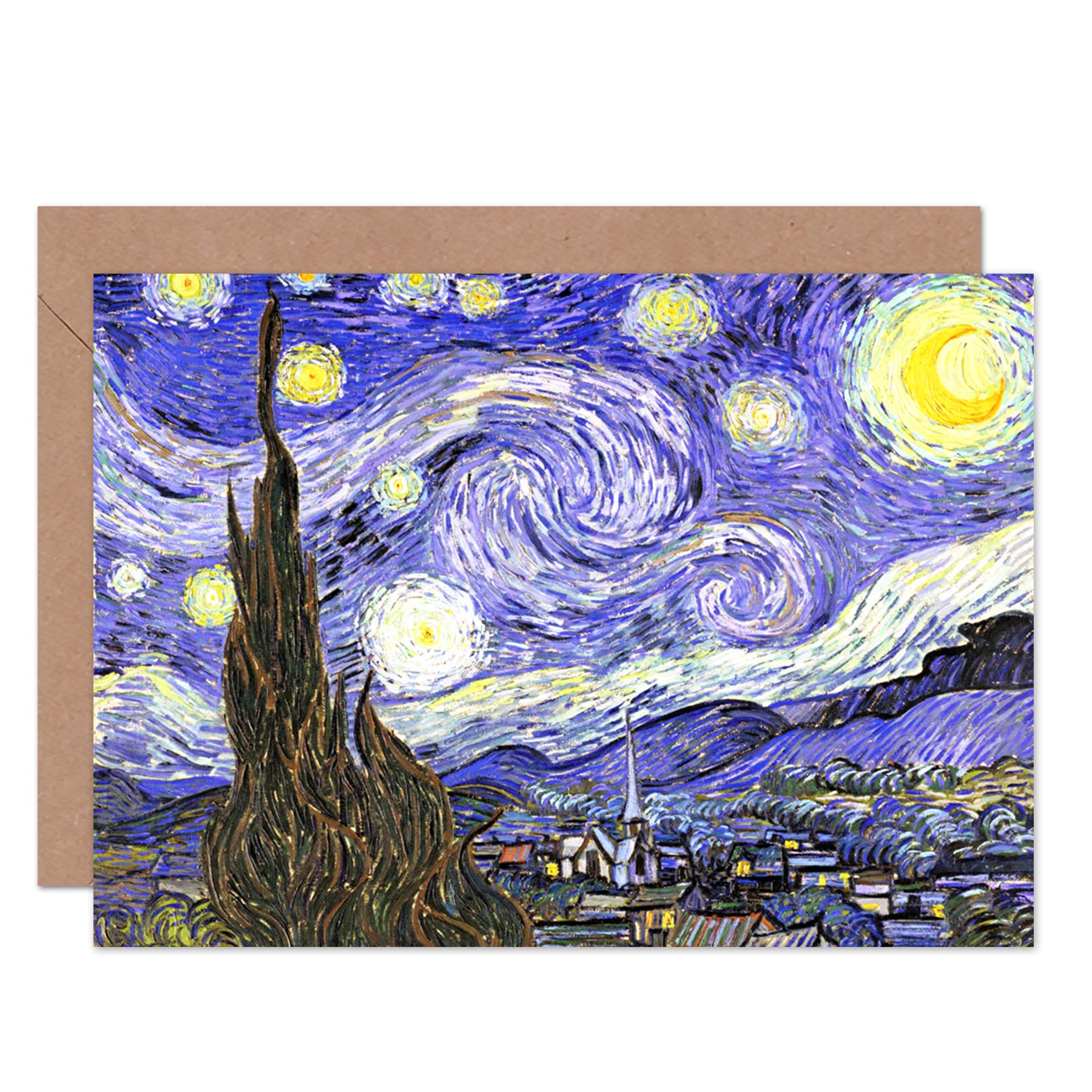 Artery8 Vincent Van Gogh Starry Night Fine Art Greeting Card Plus Envelope Blank Inside