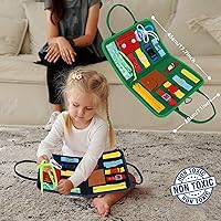 Vista 2 de Esjay Tabla de Actividades para Niños Pequeños, Juguetes Montessori para Aprender Habilidades Motoras Finas, Tablero Sensorial Educativo para Niños