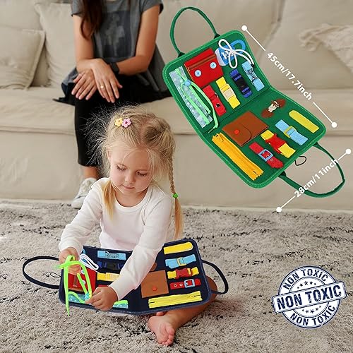 Miniatura 2 de Esjay Tabla de Actividades para Niños Pequeños, Juguetes Montessori para Aprender Habilidades Motoras Finas, Tablero Sensorial Educativo para Niños