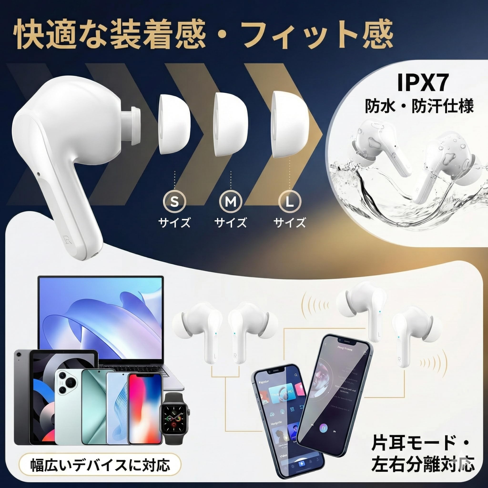 Amazon.co.jp: 【2025年 ワイヤレスイヤホン Bluetooth 5.4 イヤホン