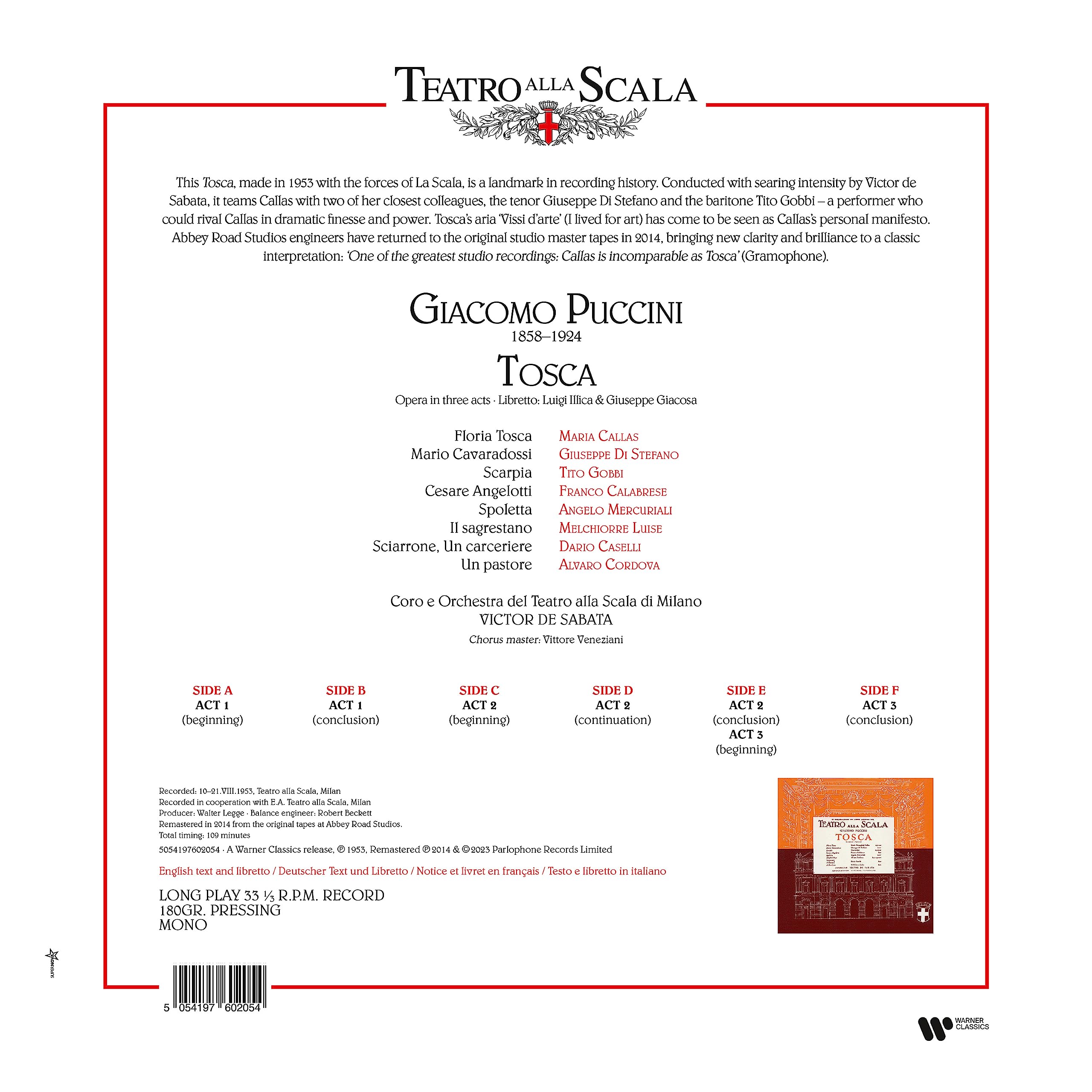 Maria Callas, G. Di Stefano, Puccini: Tosca