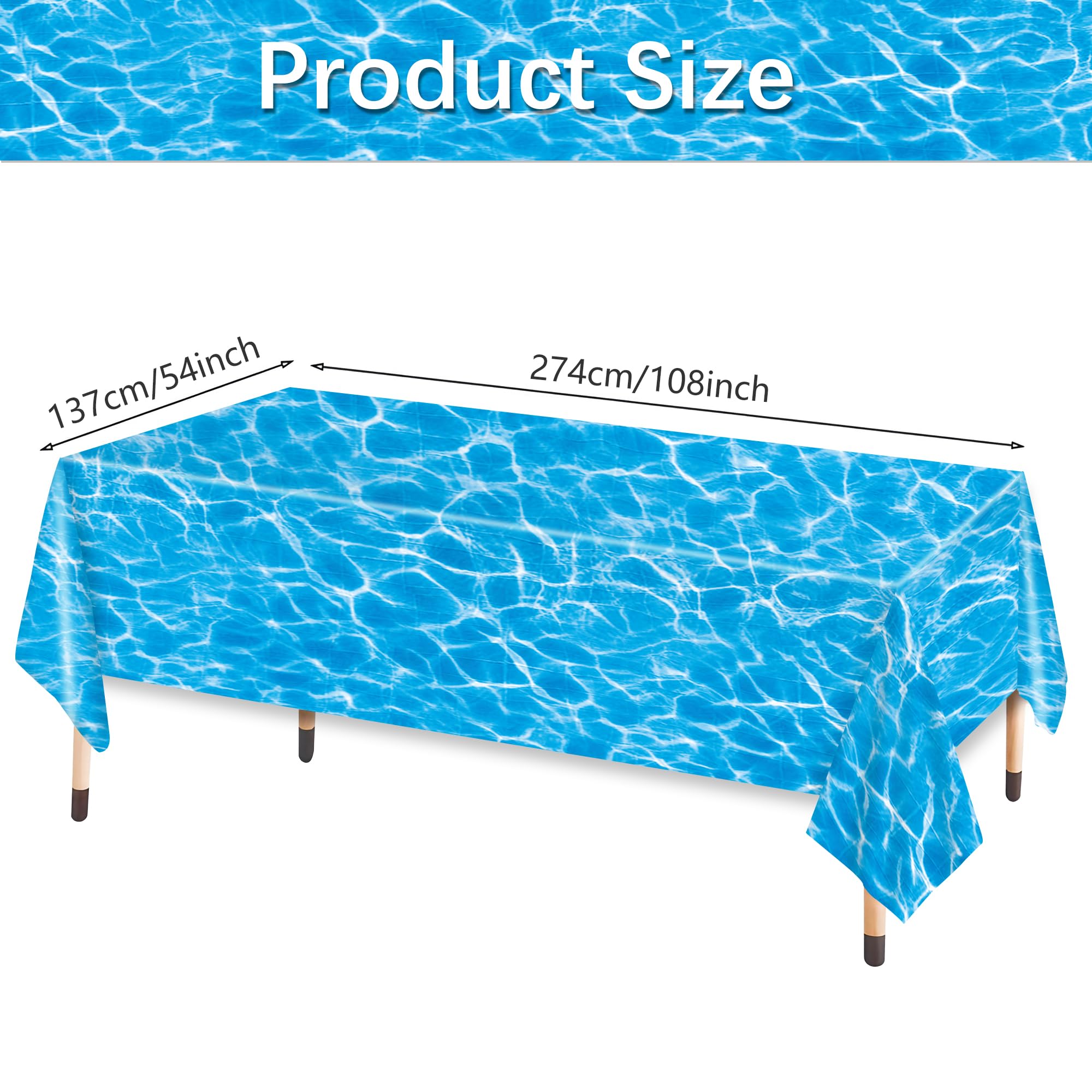 SJJPDYY 3PCS Ocean Waves Plastic Tablecloth Ocean Party Table Cover Water Print Table Cover Ocean Under The Sea Tablecloth Blue for Beach Pool Birthday Party Decoration Shower Supplies, 54 x 108 Inch
