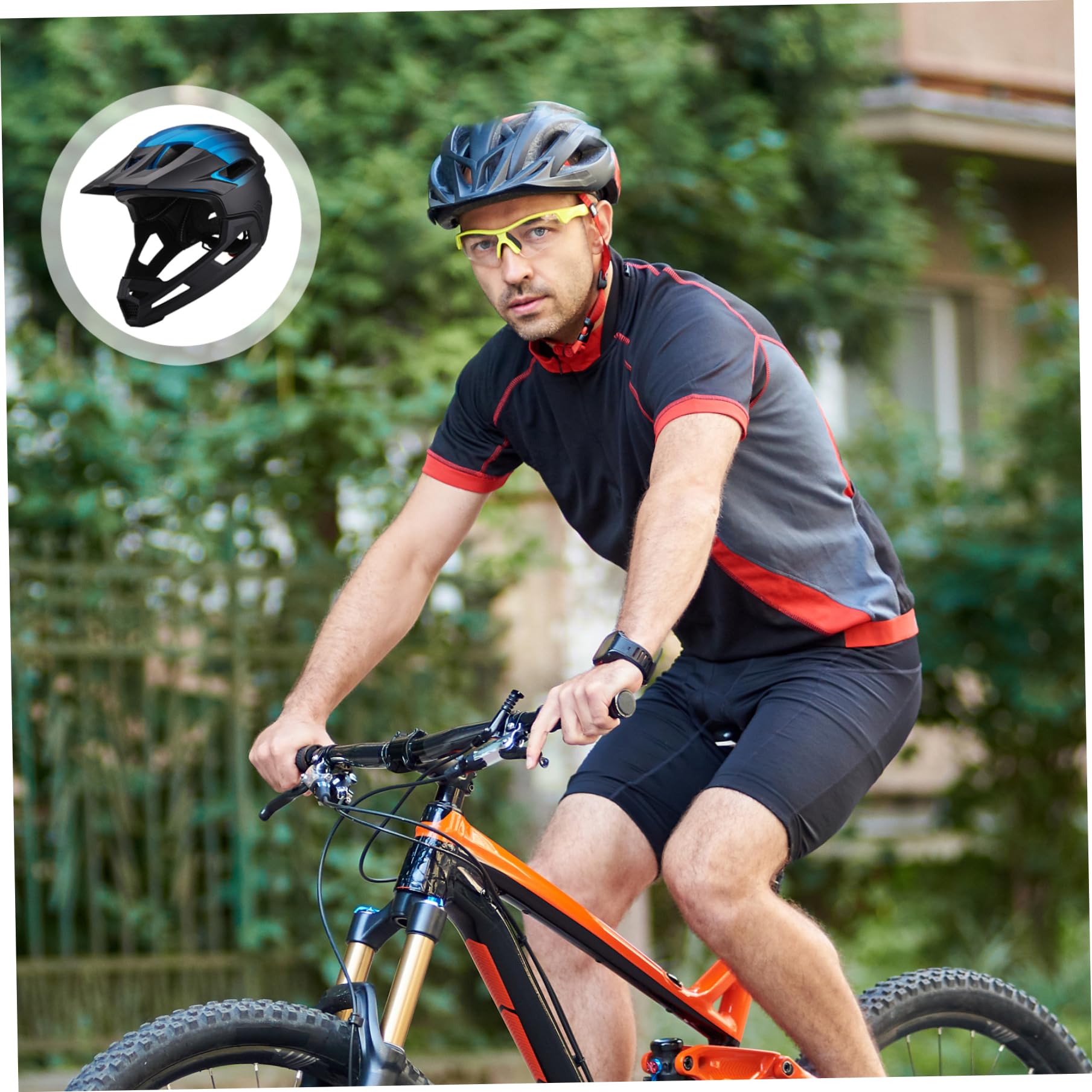 Caschi da ciclismo per uomo, casco da bici adulto uomo donna casco integrale e mezzo viso protettivo resistente al con mentoniera rimovibile leggero regolabile per sport all'aria aperta