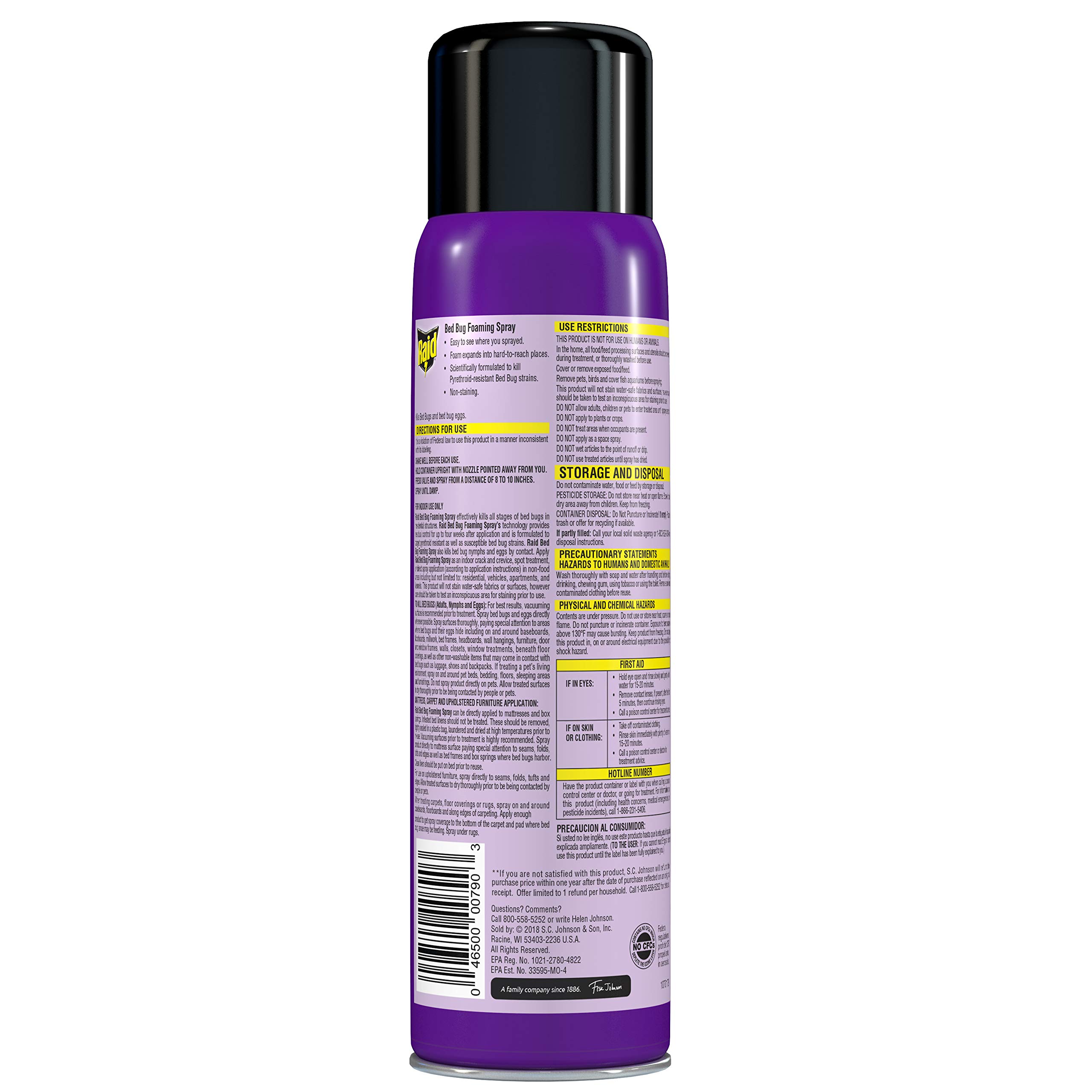 Buy Raid Bed Bug Foaming Spray, Kills Bed Bugs and Their Eggs, For