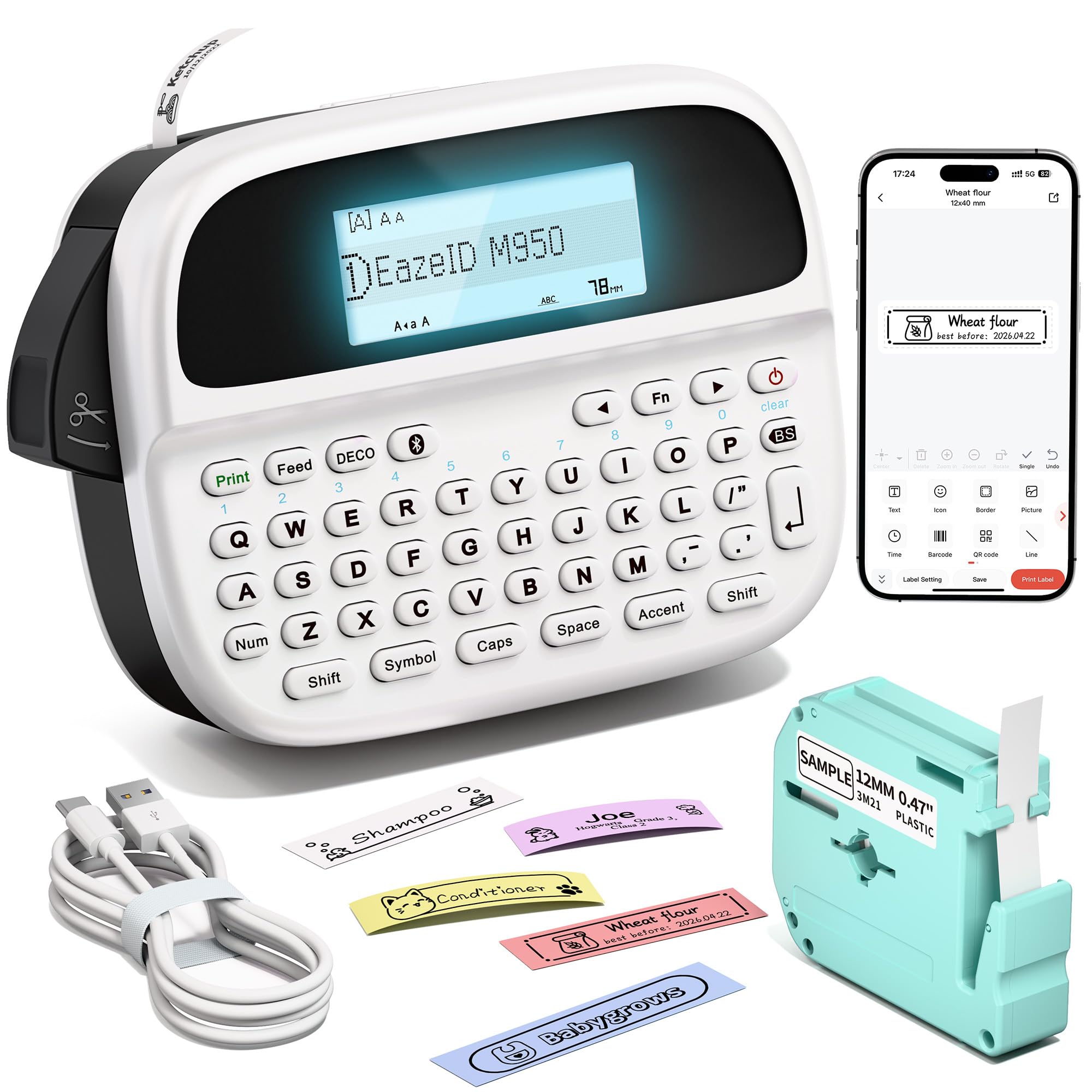EazeID Label Maker Machine with-Tape