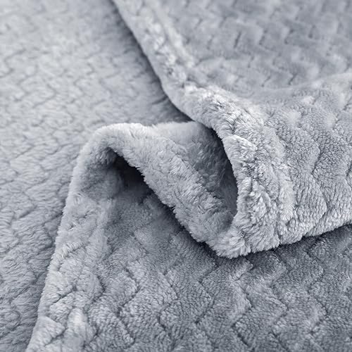 Miniatura 4 de Whale Flotilla Manta de forro polar ultra transpirable jacquard ligero tamaño individual (90 x 66 pulgadas) con patrón de ondas de felpa, manta