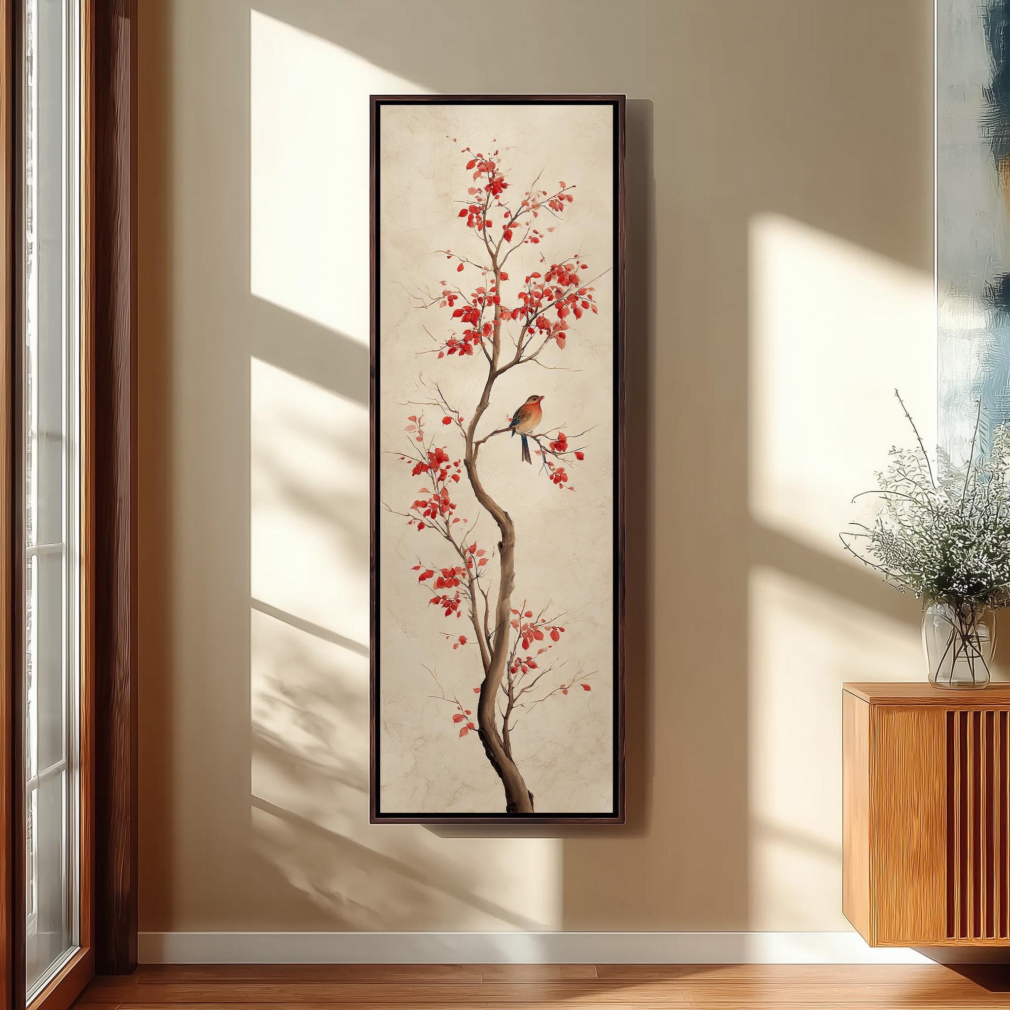 Toile Sumi-e oiseau haut de gamme format 55x110 cm - 8