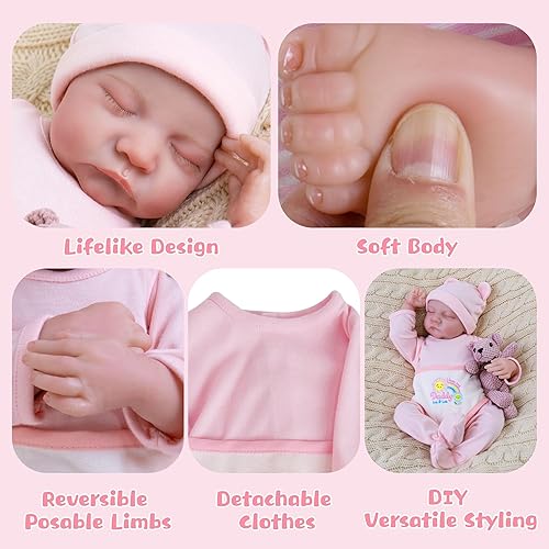 Miniatura 4 de Muñecas de bebé recién nacidas realistas de 18 pulgadas de la vida real con accesorios de juguete, juego de regalo para niños a partir de 3 años