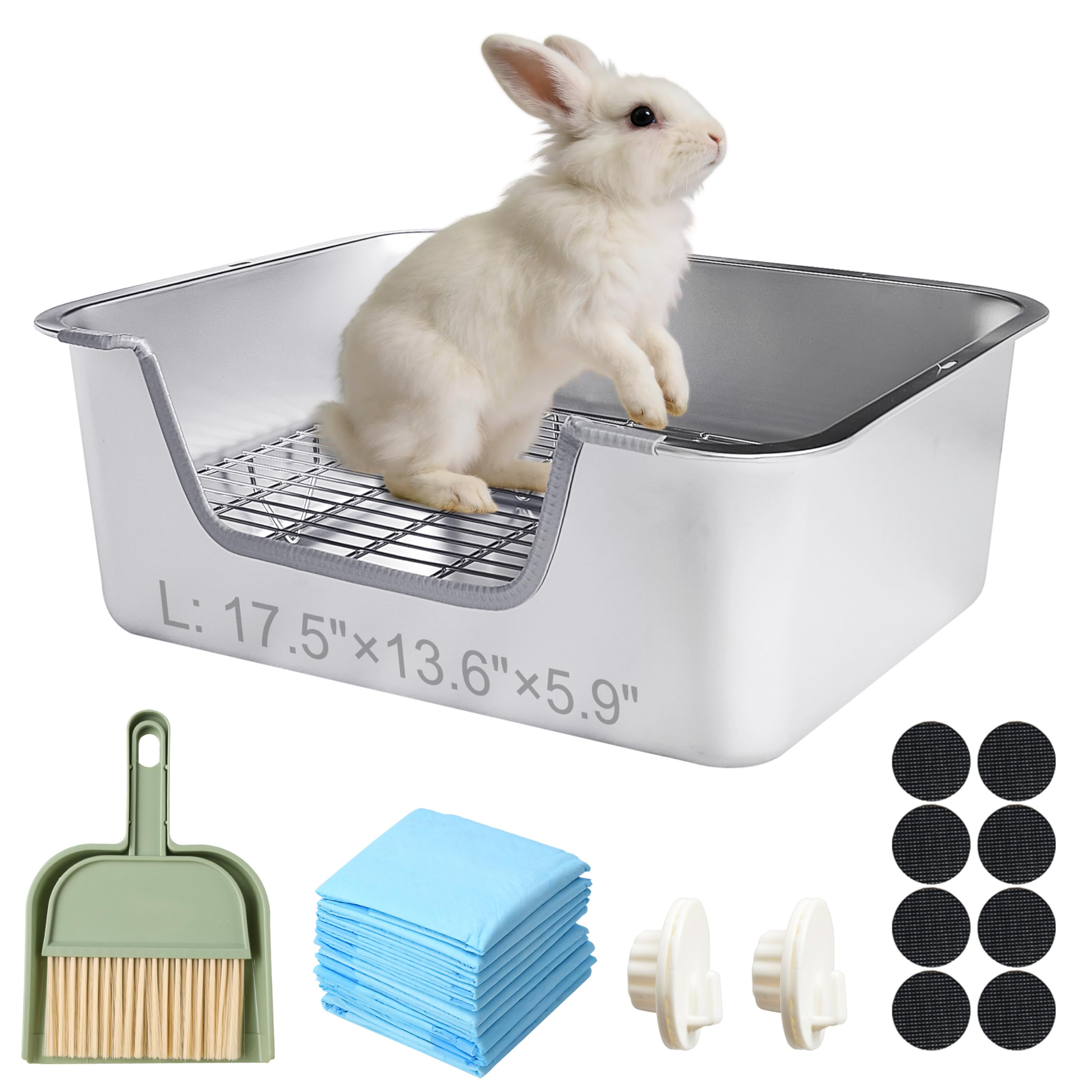 Stainless Steel Sifting Litter Box for Rabbit (L)