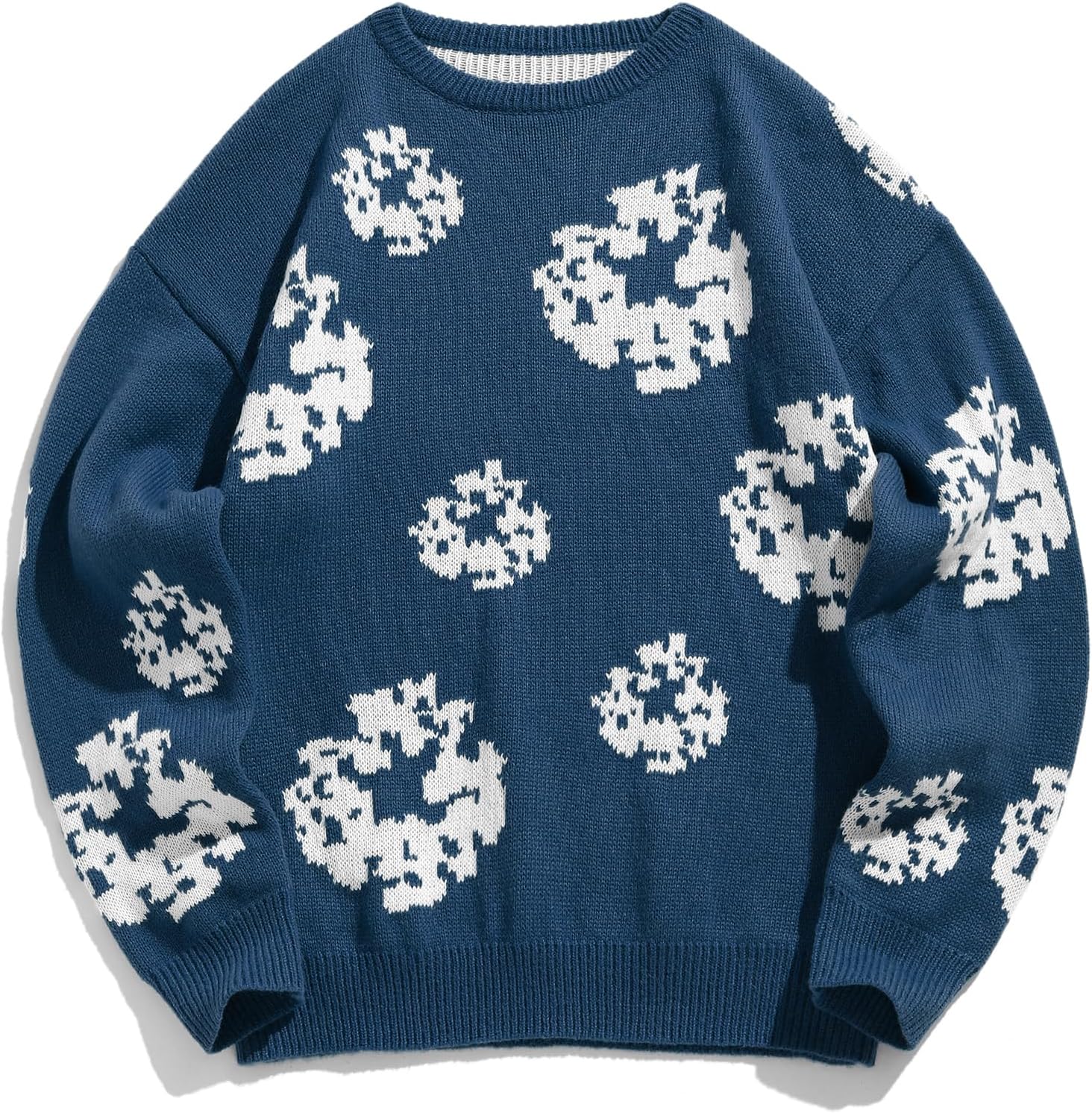 ZAFUL Oversized Mens Sweater Graphic Casual Crewneck Pullover for Y2K Vintage Streetwear Long Sleeve Aesthetic Knitwear