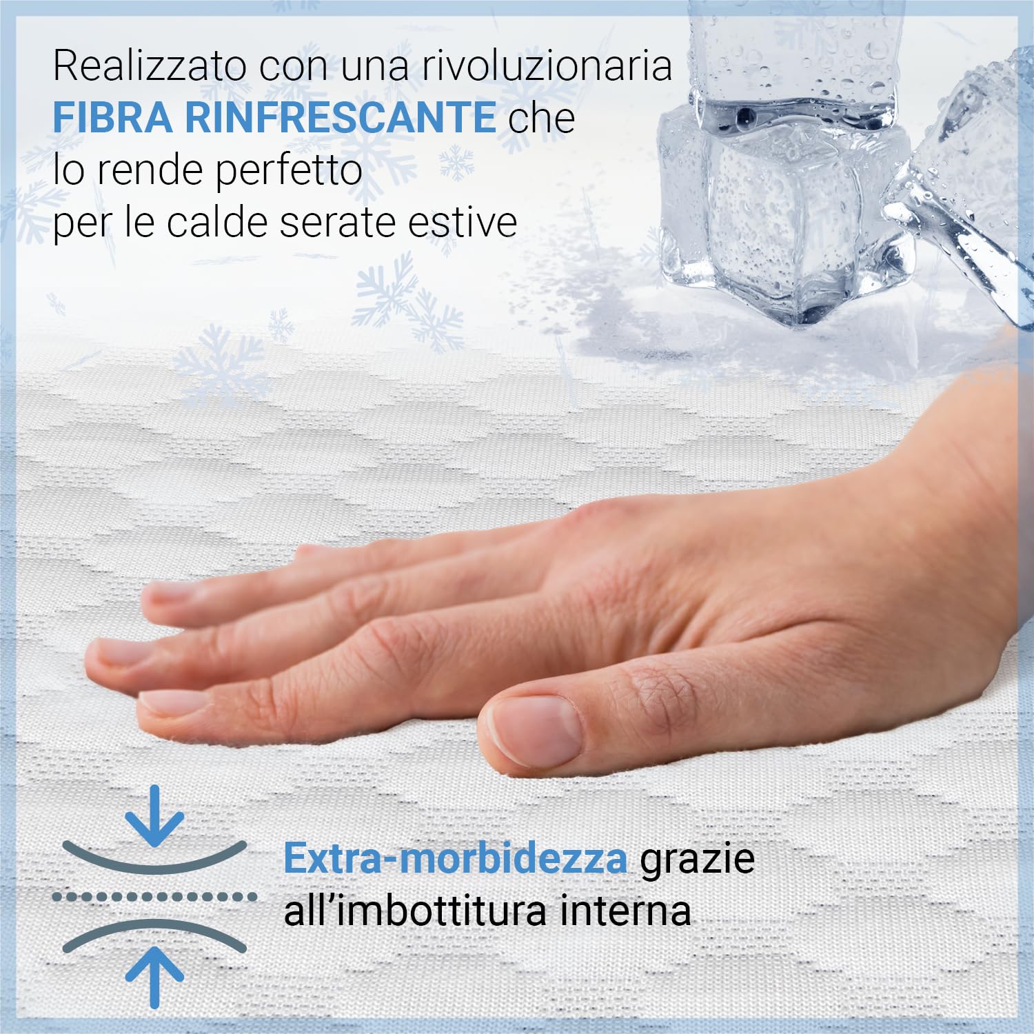 Banzaii Coprimaterasso Estivo Rinfrescante – Elasticizzato con Angoli – Termoregolatore, Effetto Fresco Per Estate, Made in Italy – Matrimoniale 170/180 cm x 190/200 cm