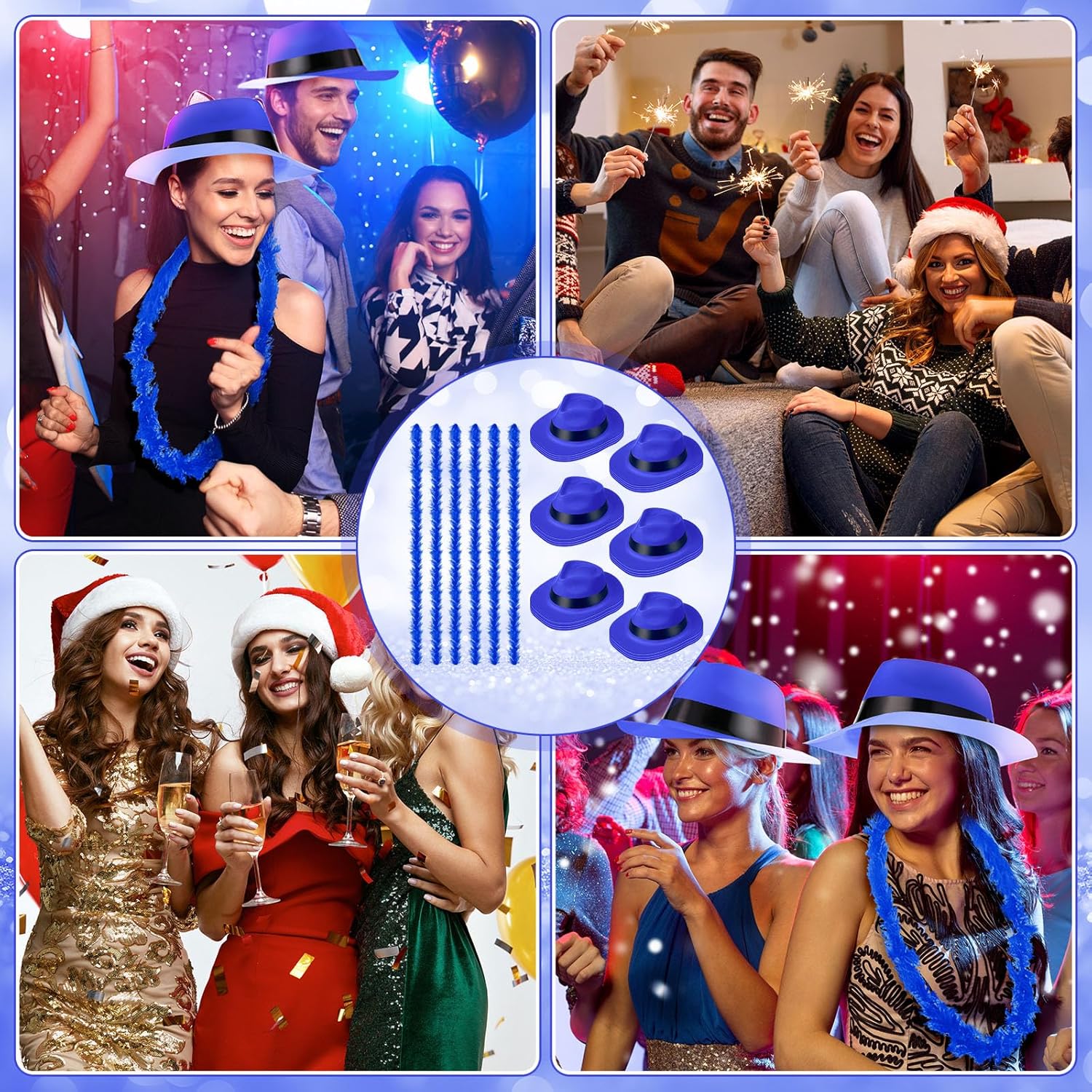 JaGely 48 Pieces Neon Party Supplies 24 Neon Gangster Hats 24 Pcs Feather Boas for Mardi Gras Carnival Glow Wedding Party - Image 7