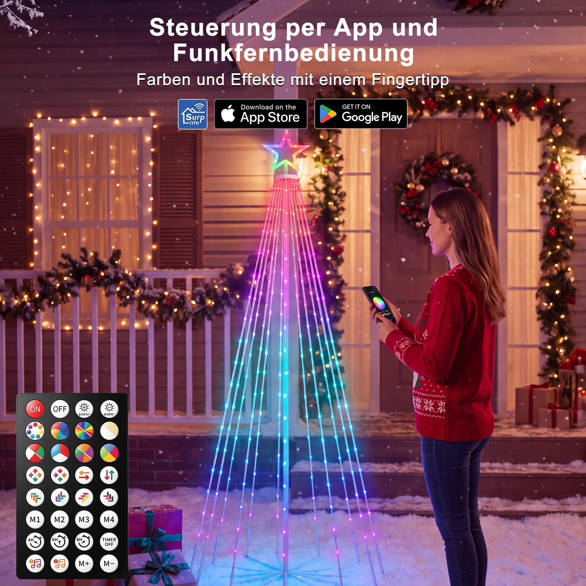 HeiPard Luci a cono per albero di Natale, 1,8 m