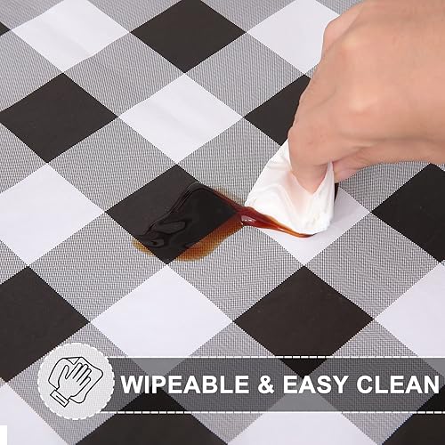 Miniatura 3 de misaya Mantel redondo ajustable con borde elástico, 100% impermeable, antiaceite, de plástico, respaldo de franela de vinilo, mesas redondas de 57 a