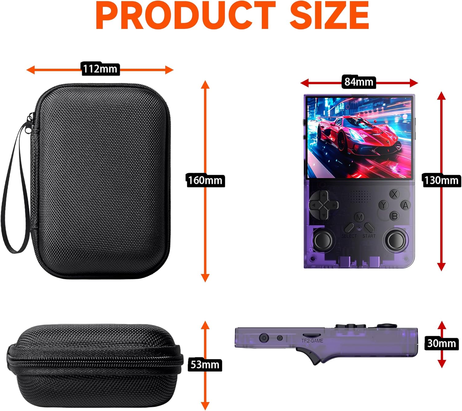 R40 Retro Handheld Game Console with Storage Case - Open Source System,3.5" IPS Screen, 18,000+ Classic Games, 128G TF Card, 3000mAh Battery, Portable Gaming Player for Travel, Purple - Image 8