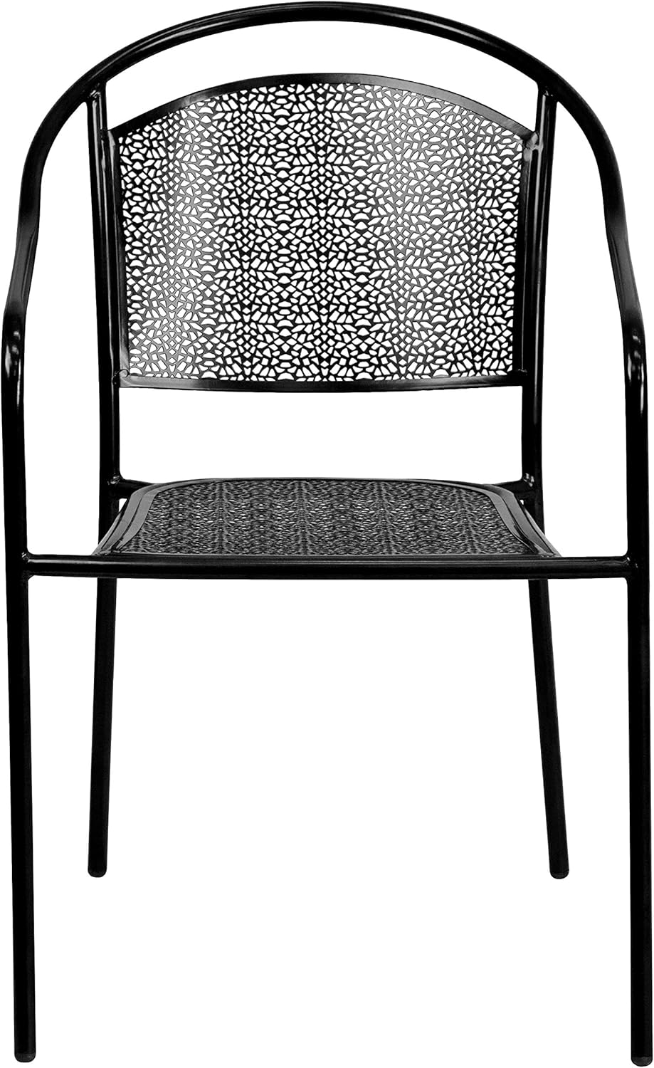 Flash Furniture Oia Commercial Grade 5 Pack Black Indoor-Outdoor Steel Patio Arm Chair with Round Back