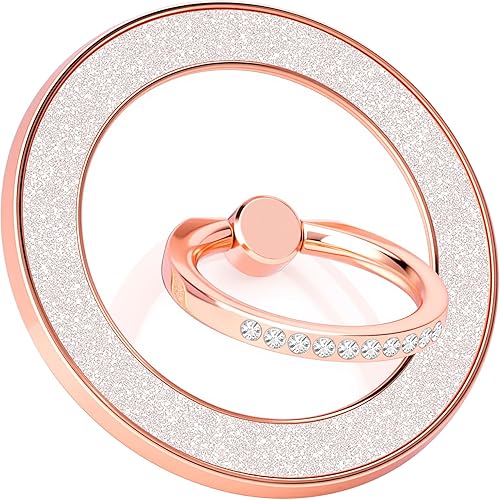 YINHEXI Magsafe - Soporte magnético para anillo de teléfono, soporte de anillo brillante con rotación de 360° y borde de 90 °F, accesorio seguro Oro