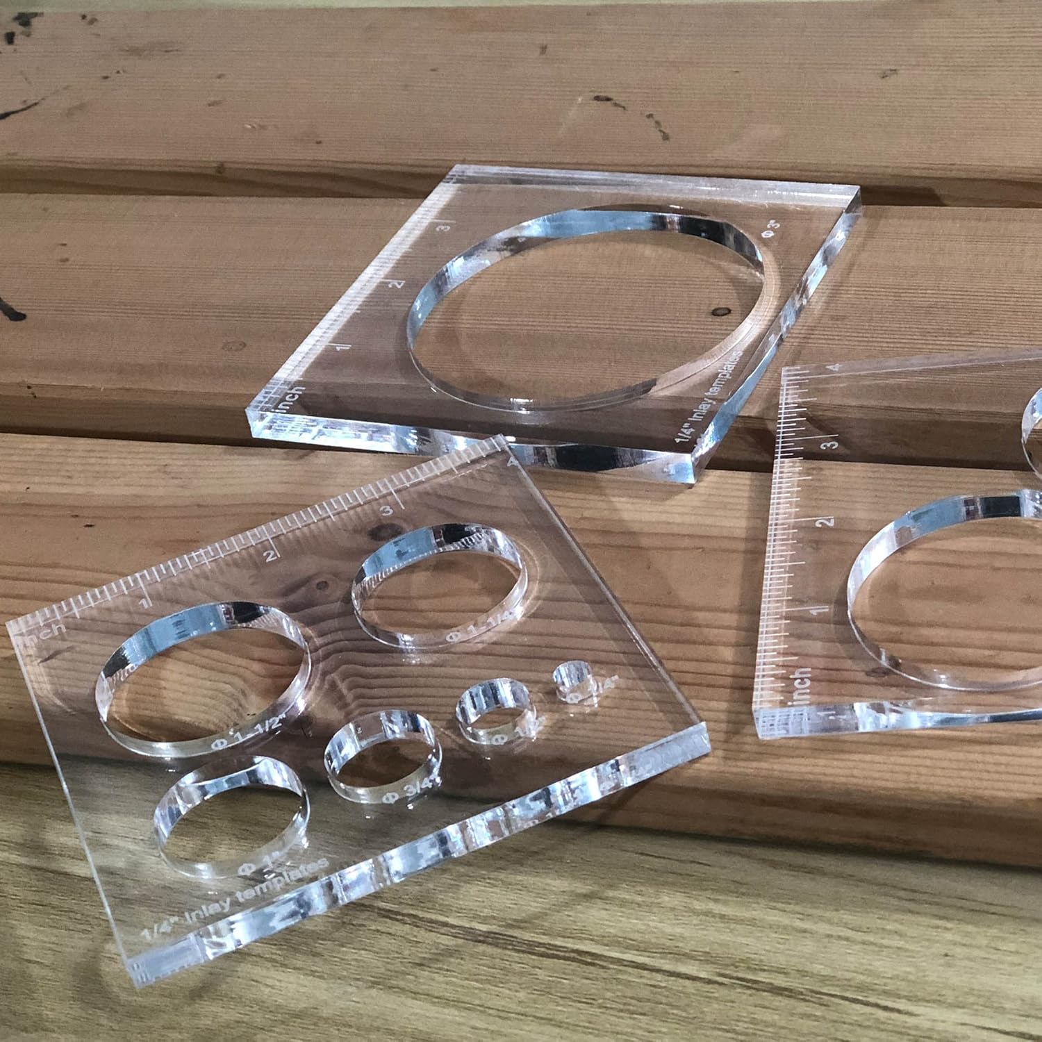 3 Pcs Router Templates for Woodworking, 4 * 3.92 Inch Circle Jig Router Template Jig Kit, Circle Inlay Template Decorative