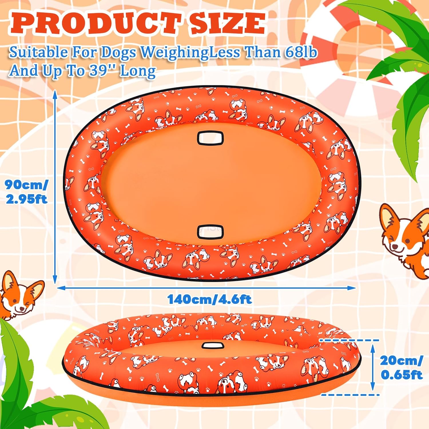 55'' x 35'' Dog Pool Float, Dog Floats for Pool, Inflatable Pool Floats for Dogs for Small Medium and Large Dogs for Lake River Pool Scratch Resistant