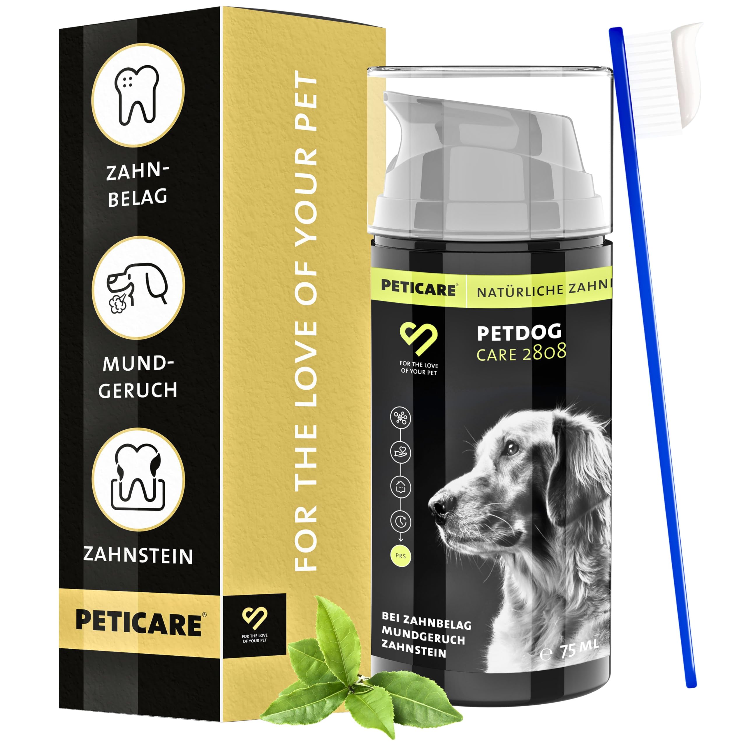 Peticare Dentifricio e Crema Dentale per Cani – Igiene Orale e Cura Naturale dei Denti – con Olio di Cocco e Camomilla – Contro Placca e Alito Cattivo