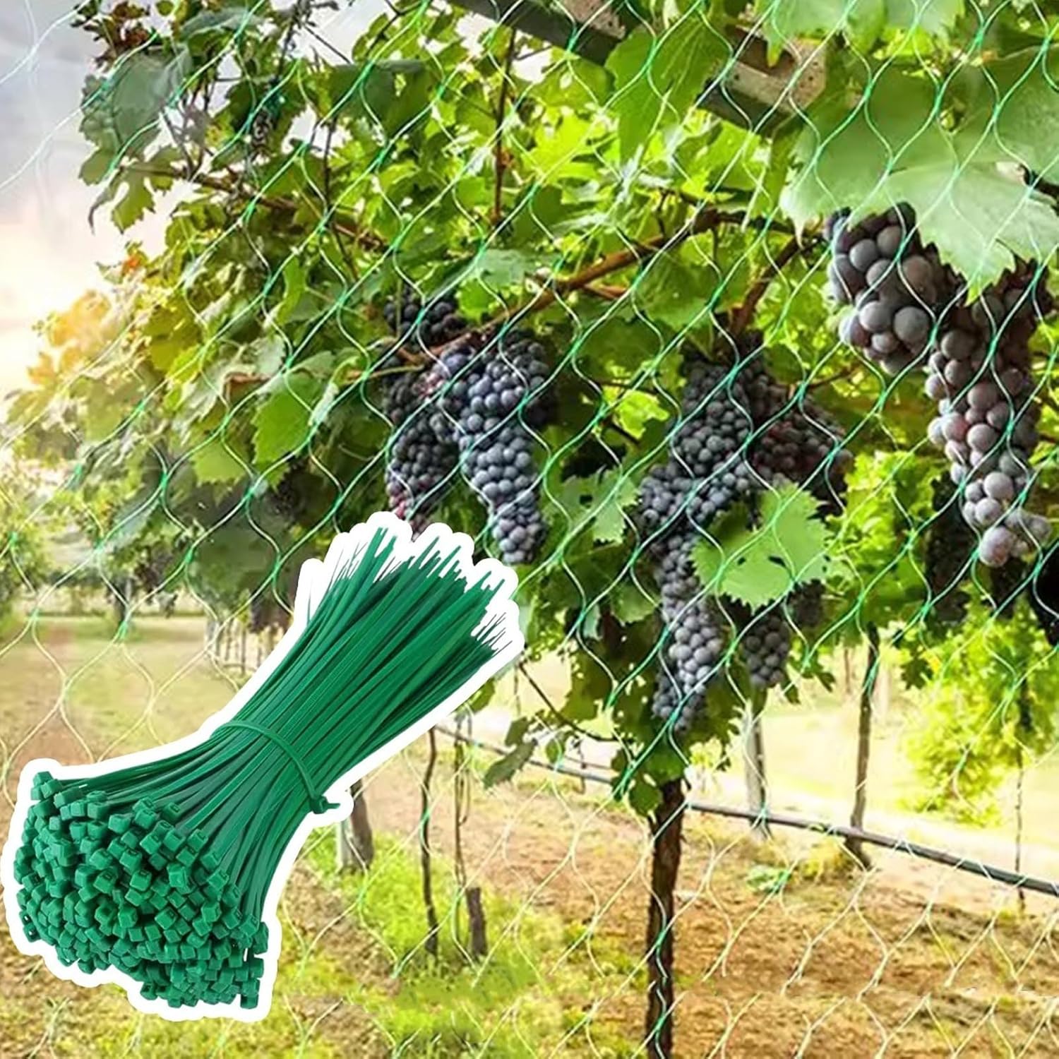 Durable Green Garden Bird Netting - Reusable Anti-Bird Plant Covers for Fruits & Vegetables, 3-20M Long(5mx20m)