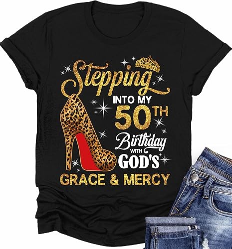 Miniatura 3 de Camiseta personalizada de cumpleaños número 50 para mujer, camiseta de cumpleaños número 50, regalo de cumpleaños personalizado, entrando en mi