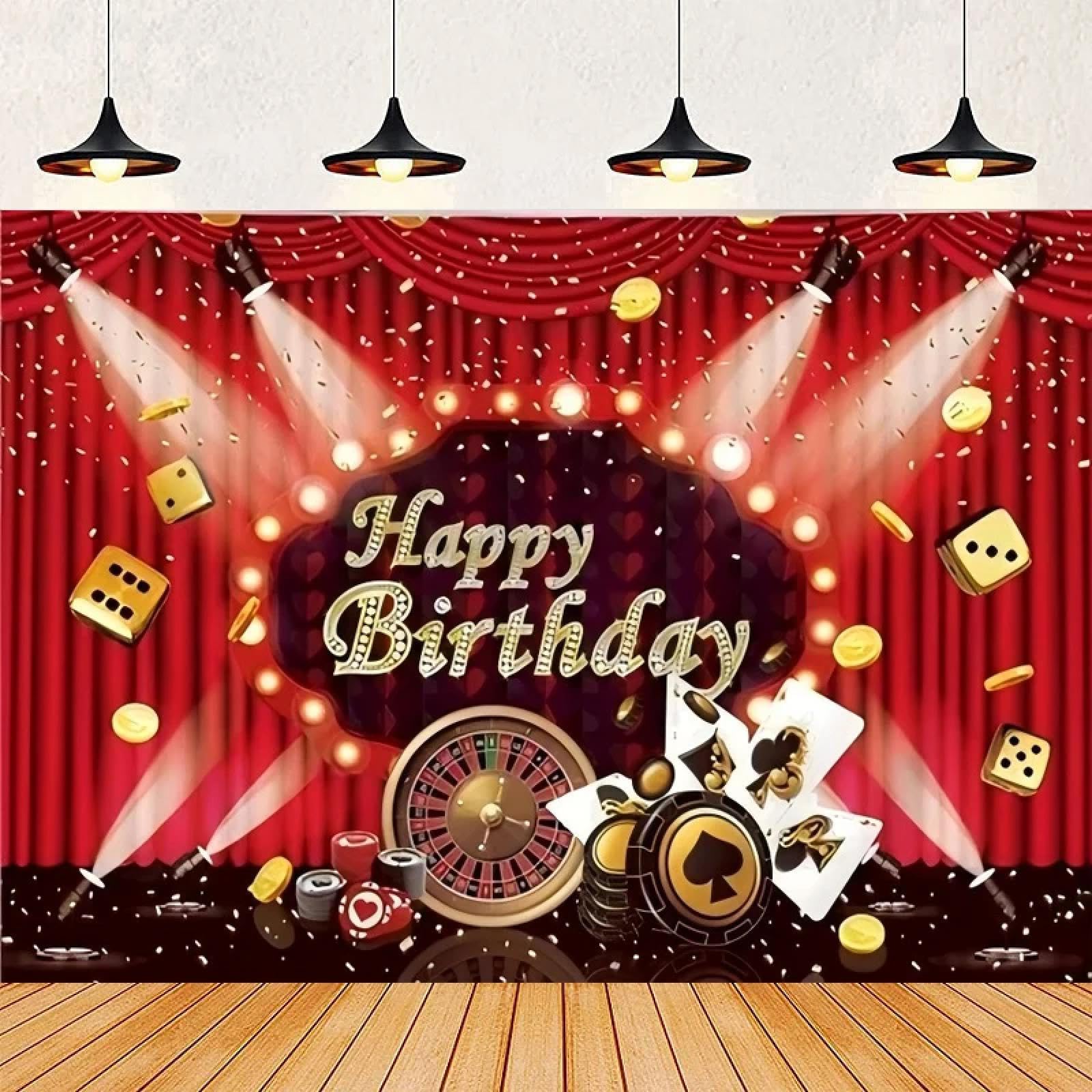 Fotografia Tło Noc Poker Temat Banner Happy Birthday Decor Party Portret Strzelanie Plakat