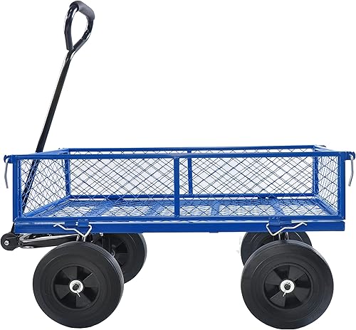 Miniatura 3 de Carrito utilitario resistente para exteriores, carrito de jardín con lados extraíbles, carrito de herramientas rodante de acero, carrito de césped