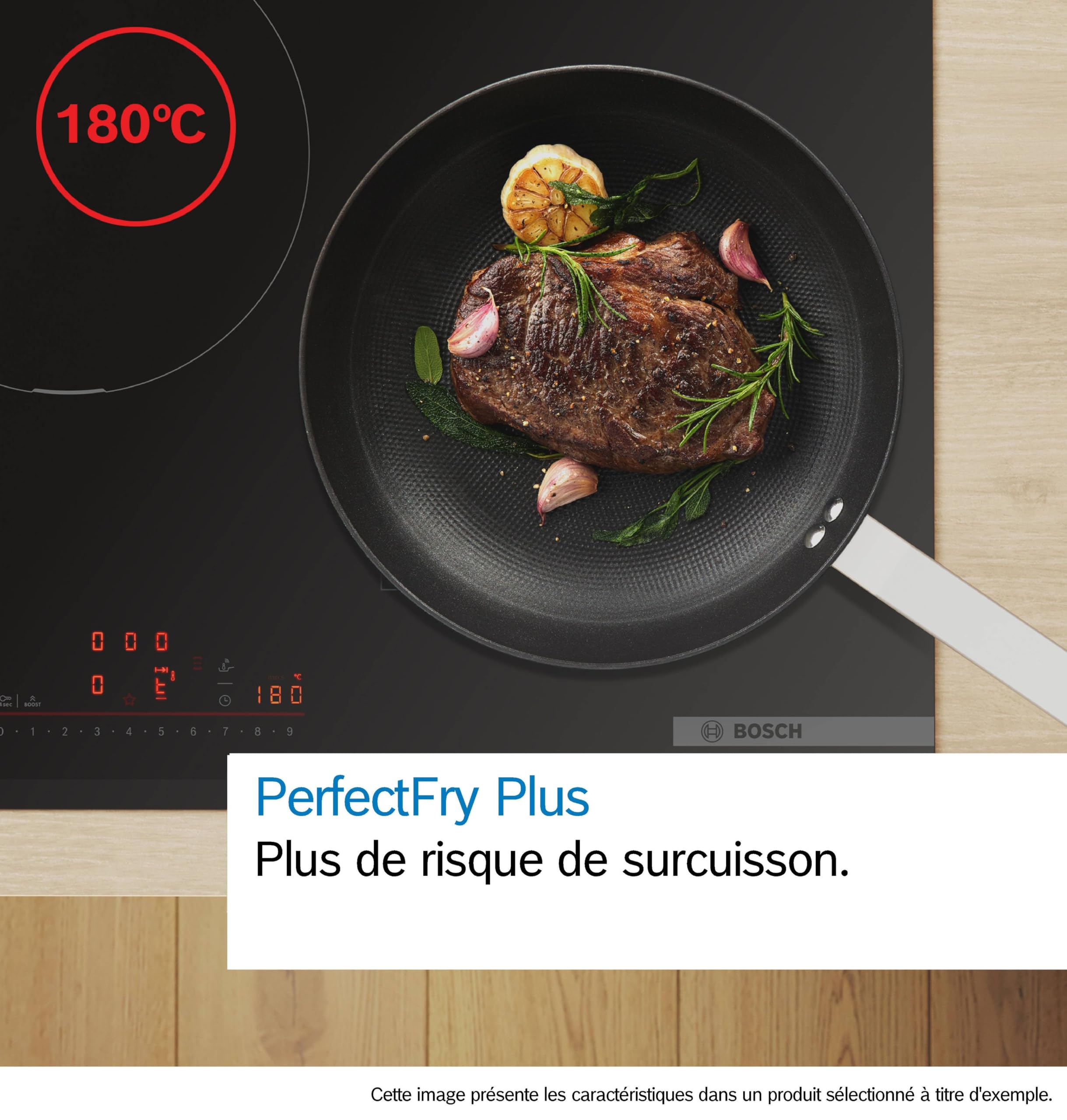 Bosch PIX631HC1E Série 6 - Plaque induction, Zones de cuisson flexibles | 60 cm, Noir, 4 foyers, ajustement automatique de la hotte, PowerBoost, FlexInduction