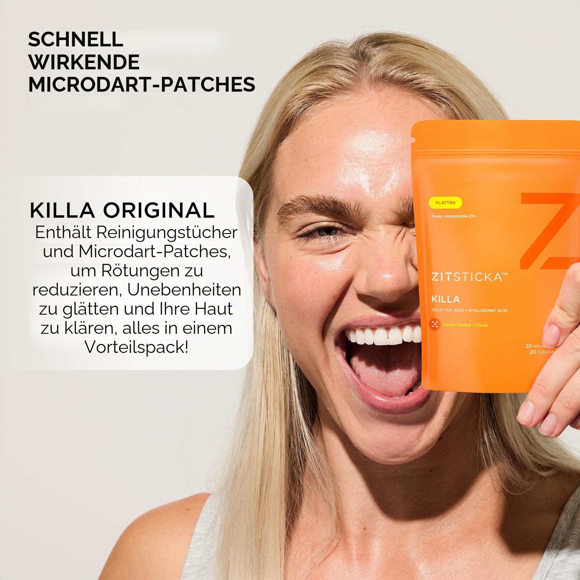 ZitSticka Killa Akne-Pflaster für das Gesicht – das stärkste Pickelpflaster mit schnell wirkenden Microdarts – beginnt innerhalb von 2 Stunden zu wirken – 20 Stück