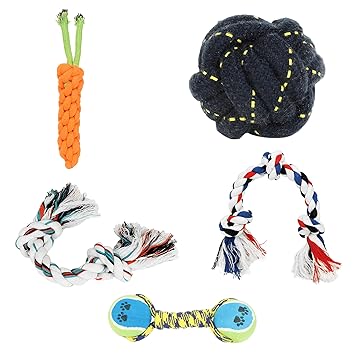 Mascots Tierra Rubber Knot Chew Ball with Bell (S,M,L) (Carrot + Ball + 2 Knot + 3Knot + Tennis Dumbell)