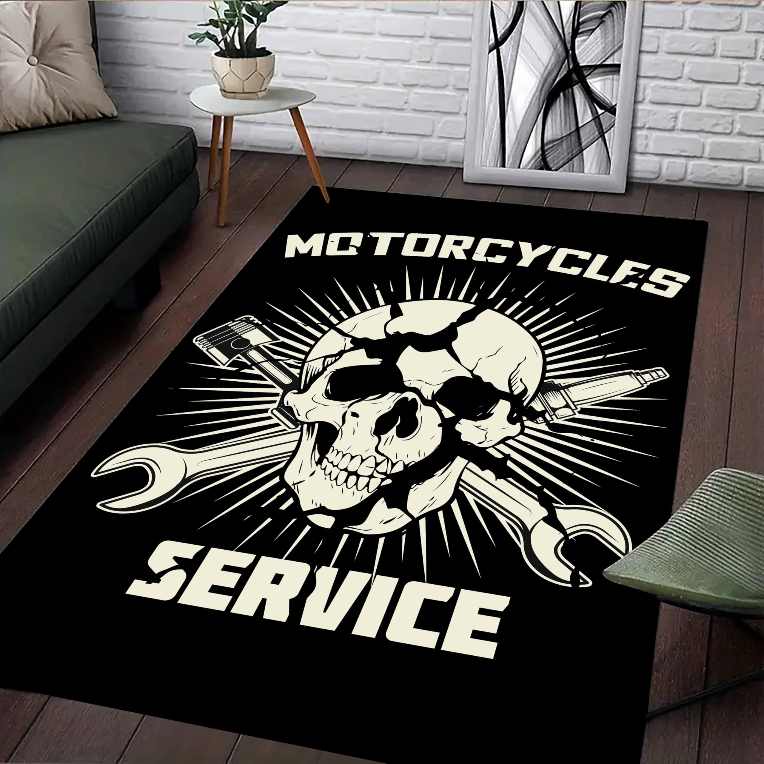 Gothic Skull Area Rug 5x8ft Vintage Black and White Snake Flowers Halloween Rug Fun Carpet Cool Rugs Horror Floor Mat Doormat Goth Room Decor for Hallway Living Room Bedroom Bedside: Skull 6 3x4ft