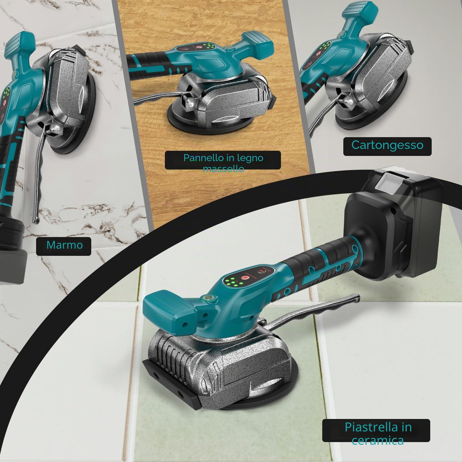 Strumento vibrante per piastrelle compatibile con batteria Makita da 21 V, senza fili, con display digitale a 8 velocità, per pavimenti, piastrelle, pareti, pavimenti e piastrelle (senza batteria)