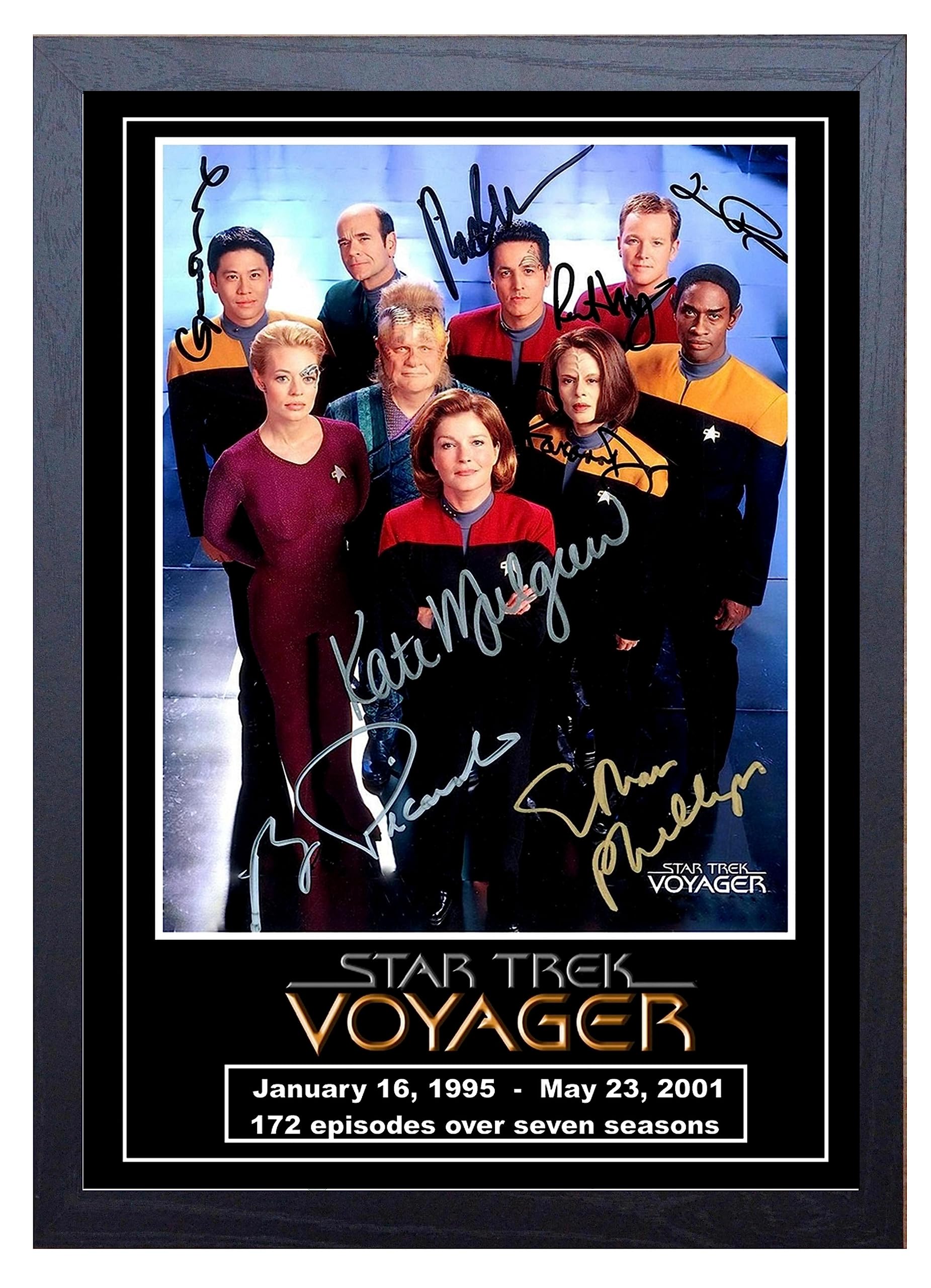 Star Trek Voyager cast signed Print (A4 Framed 34cm x 24cm)